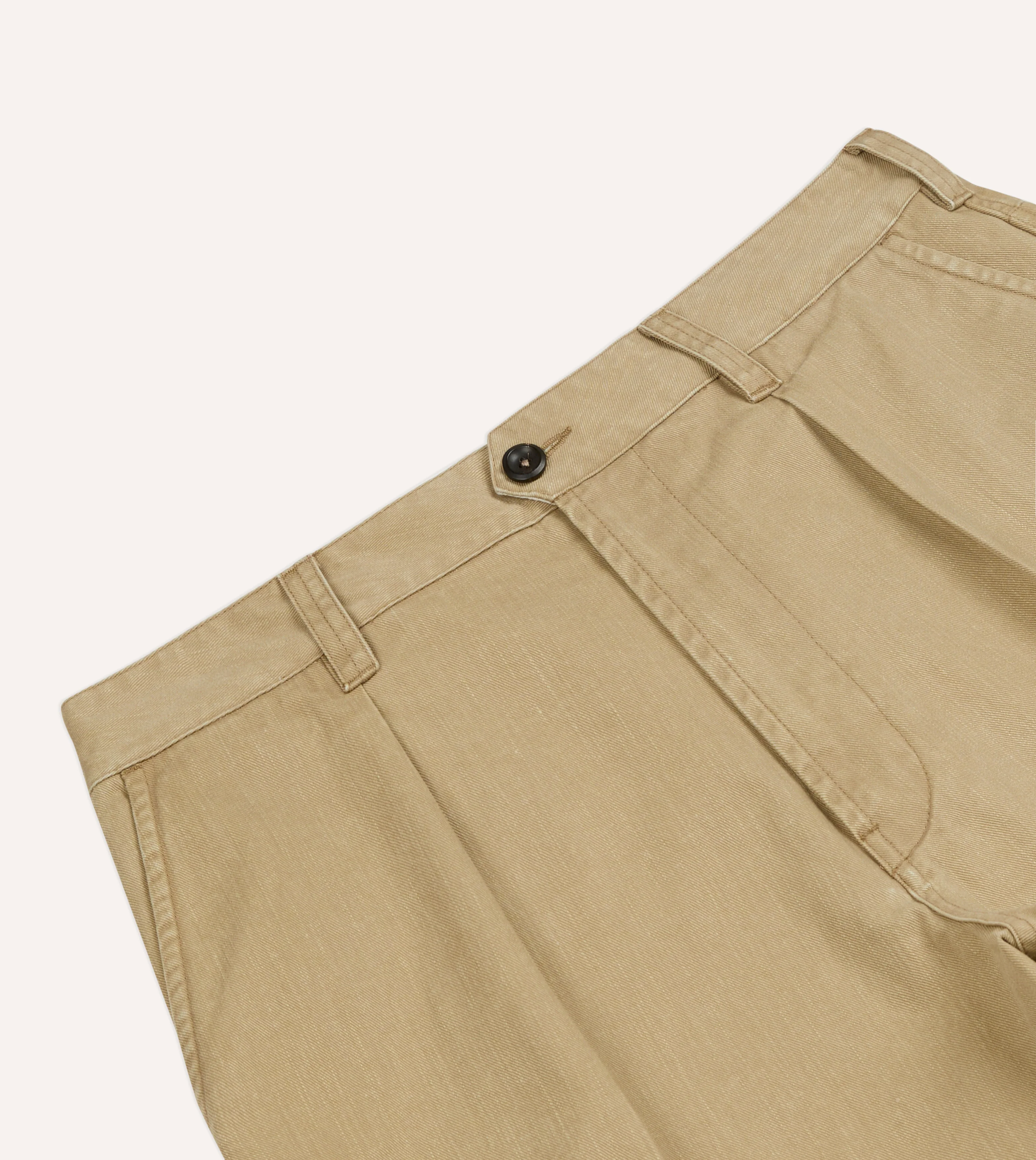 Beige Cotton Wide Leg Single-Pleat Shorts - Image 3
