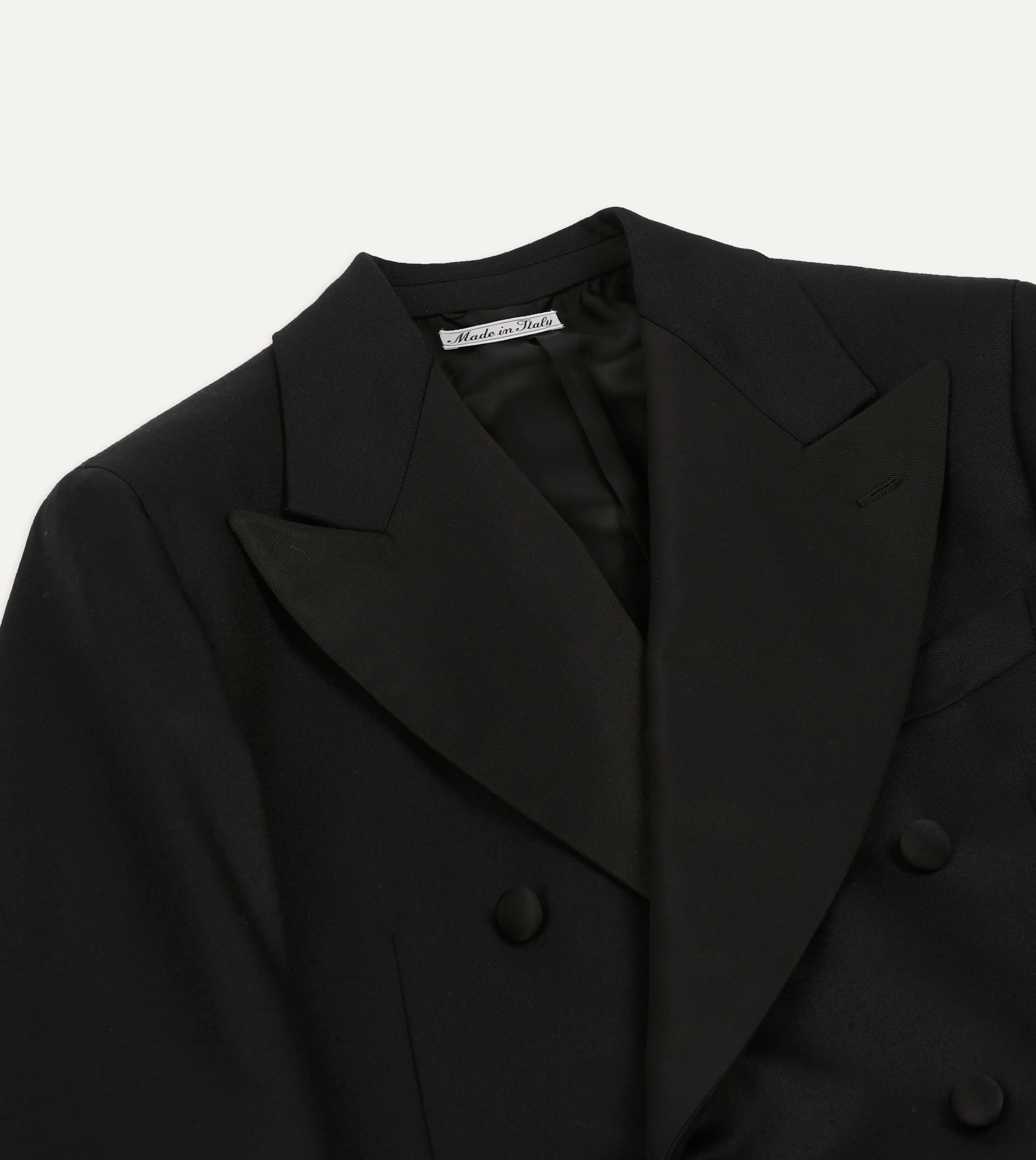 Black Barathea Wool Double-Breasted Dinner Jacket - Image 3