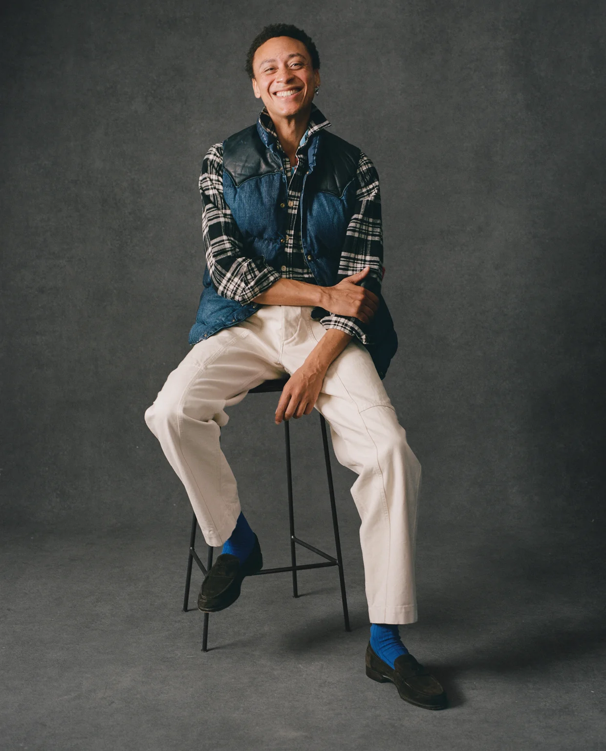 Black Check Cotton Two-Pocket Work Shirt - Image 7