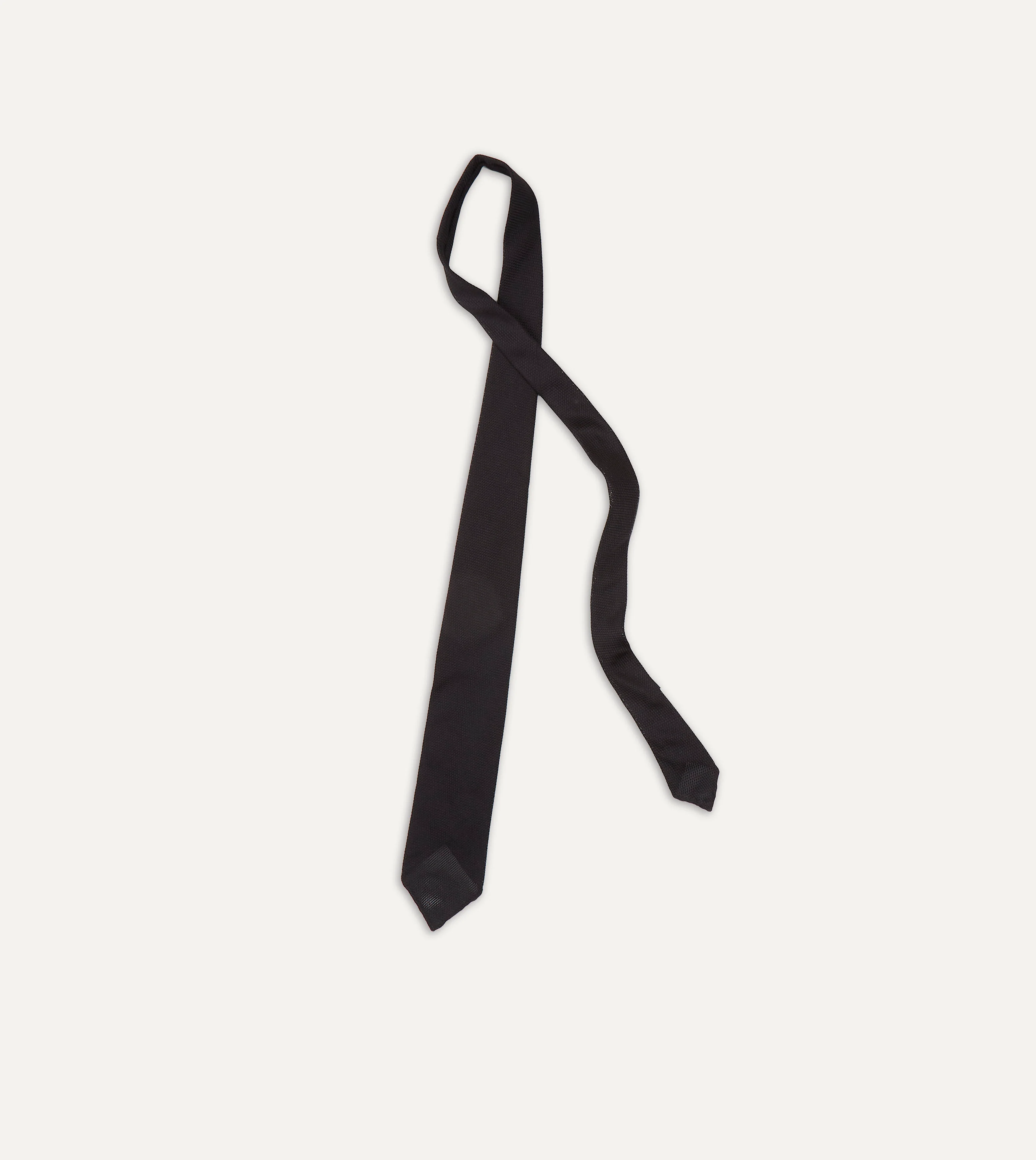Black Fine Woven Grenadine Silk Hand Rolled Tie - Image 4