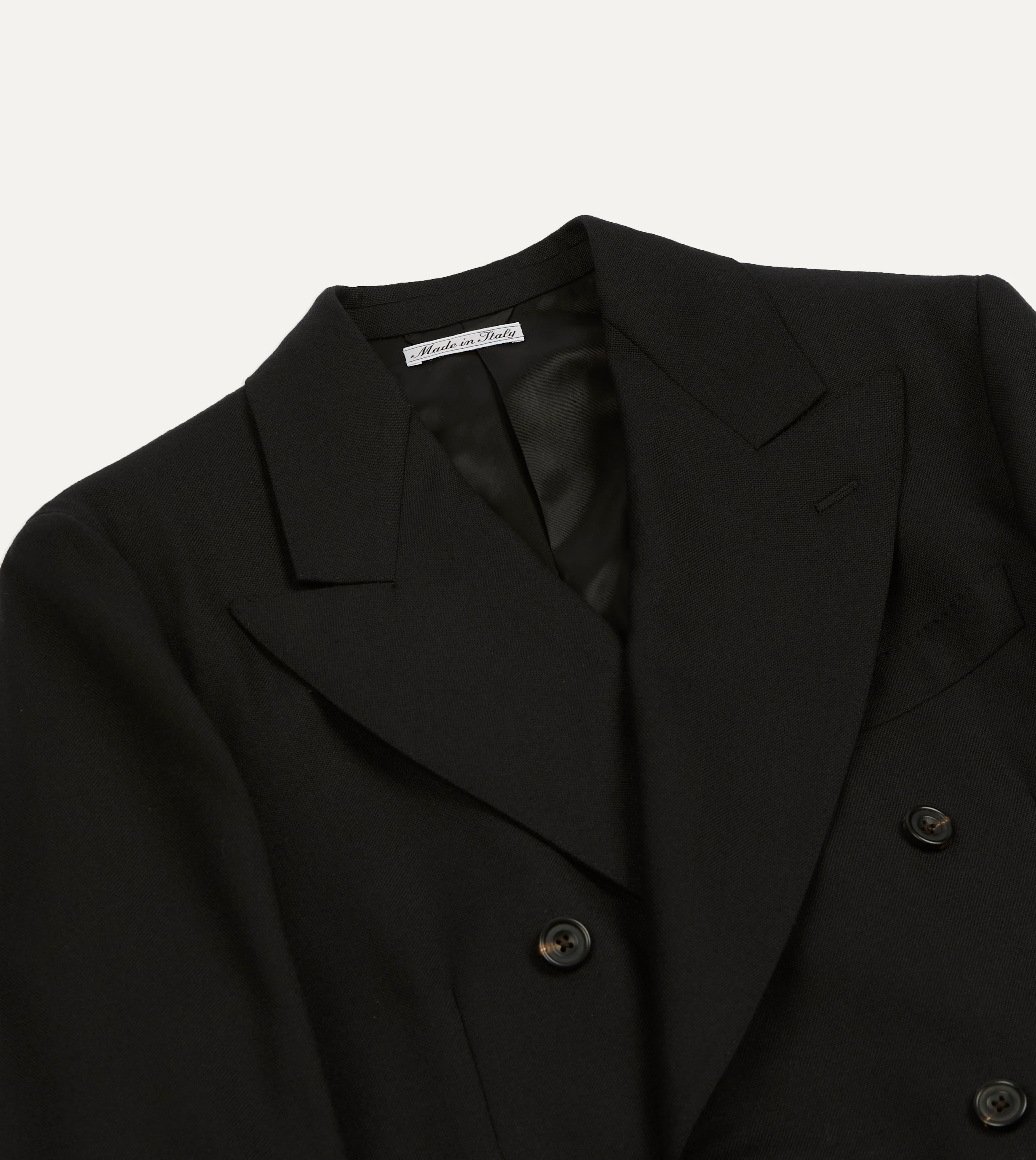Black Fresco® Wool Double-Breasted Tailored Jacket - Image 3