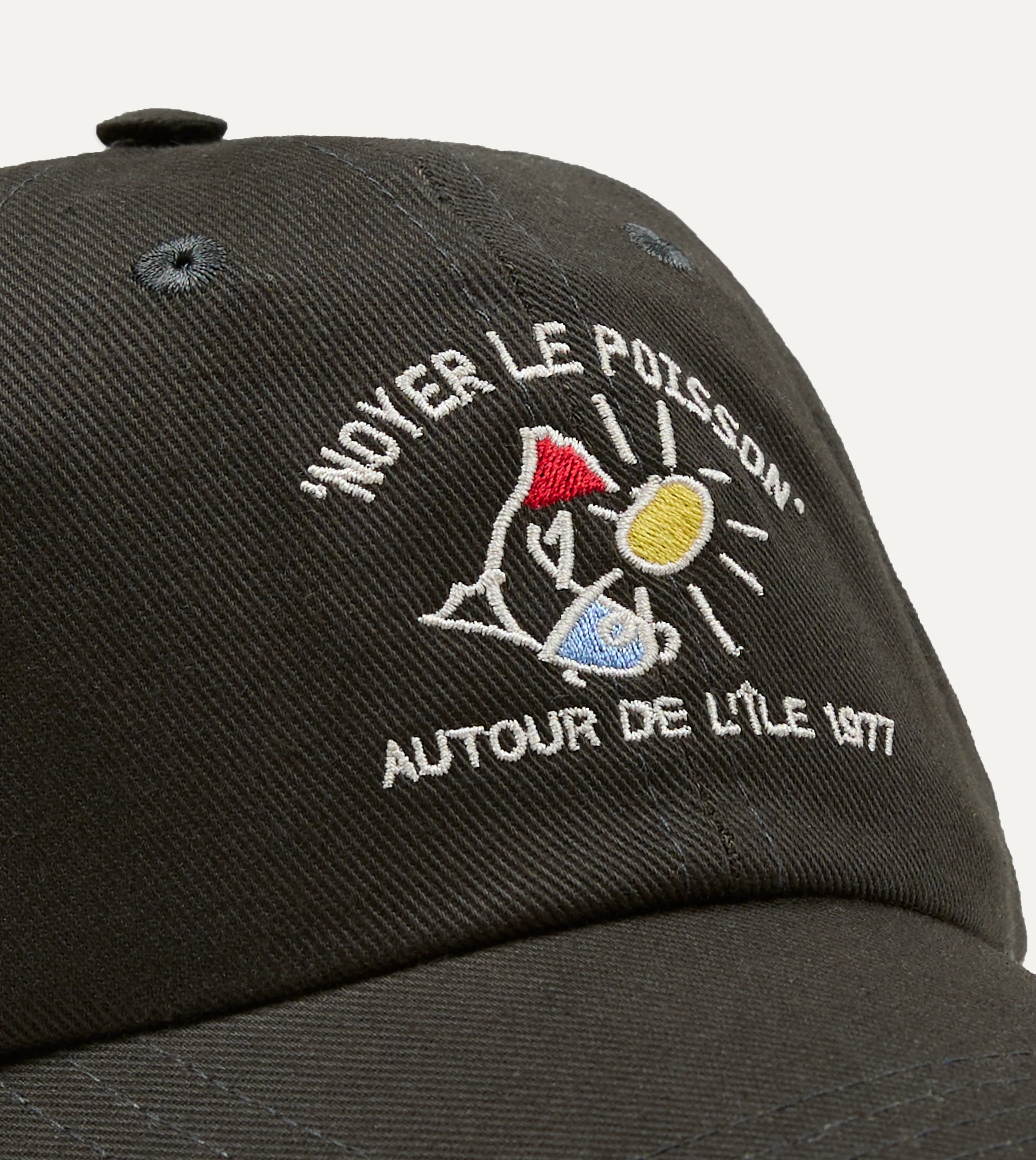 Black 'Noyer Le Poisson' Cotton Baseball Cap - Image 4