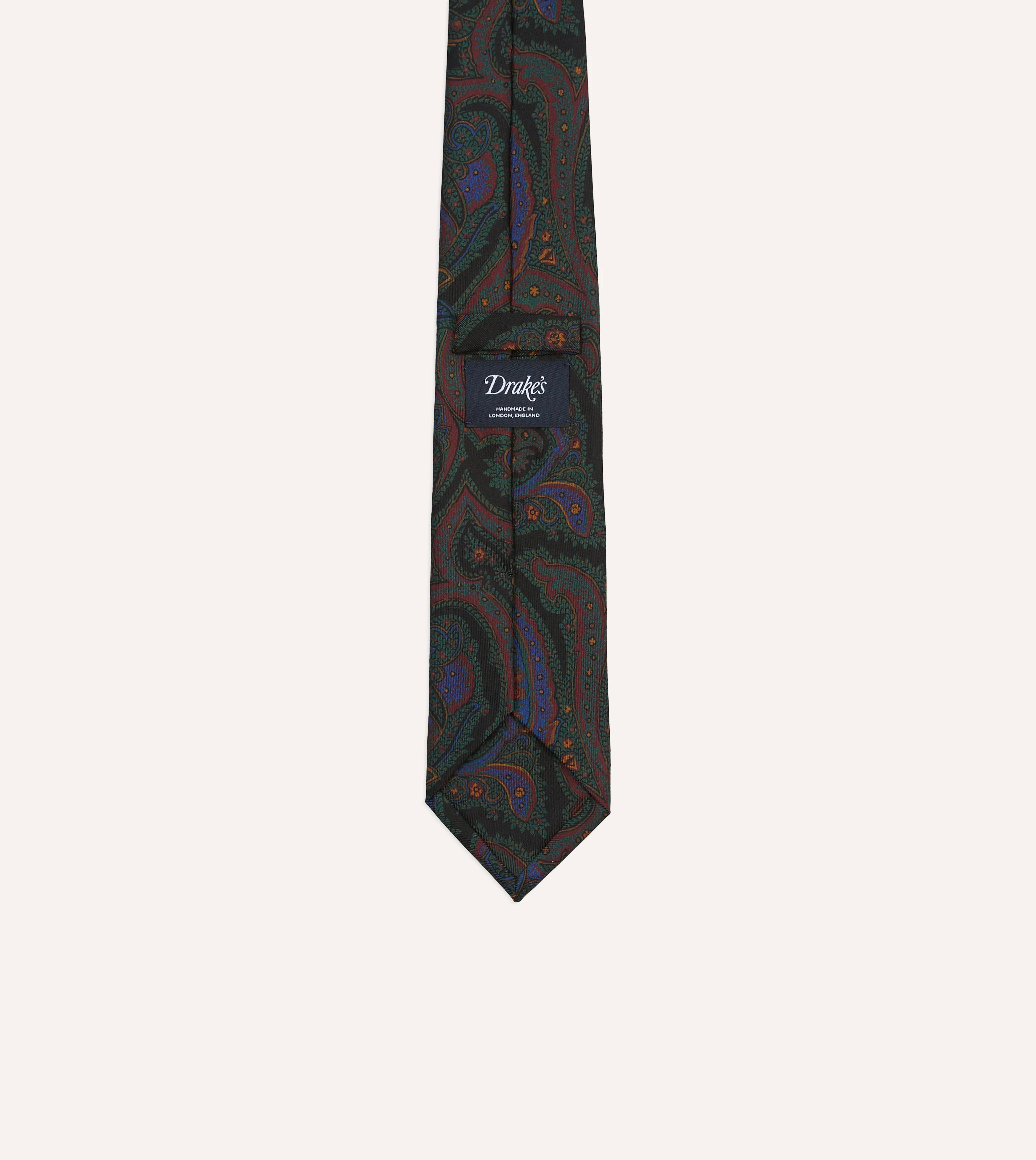Black Paisley Print Madder Silk Self-Tipped Tie - Image 4