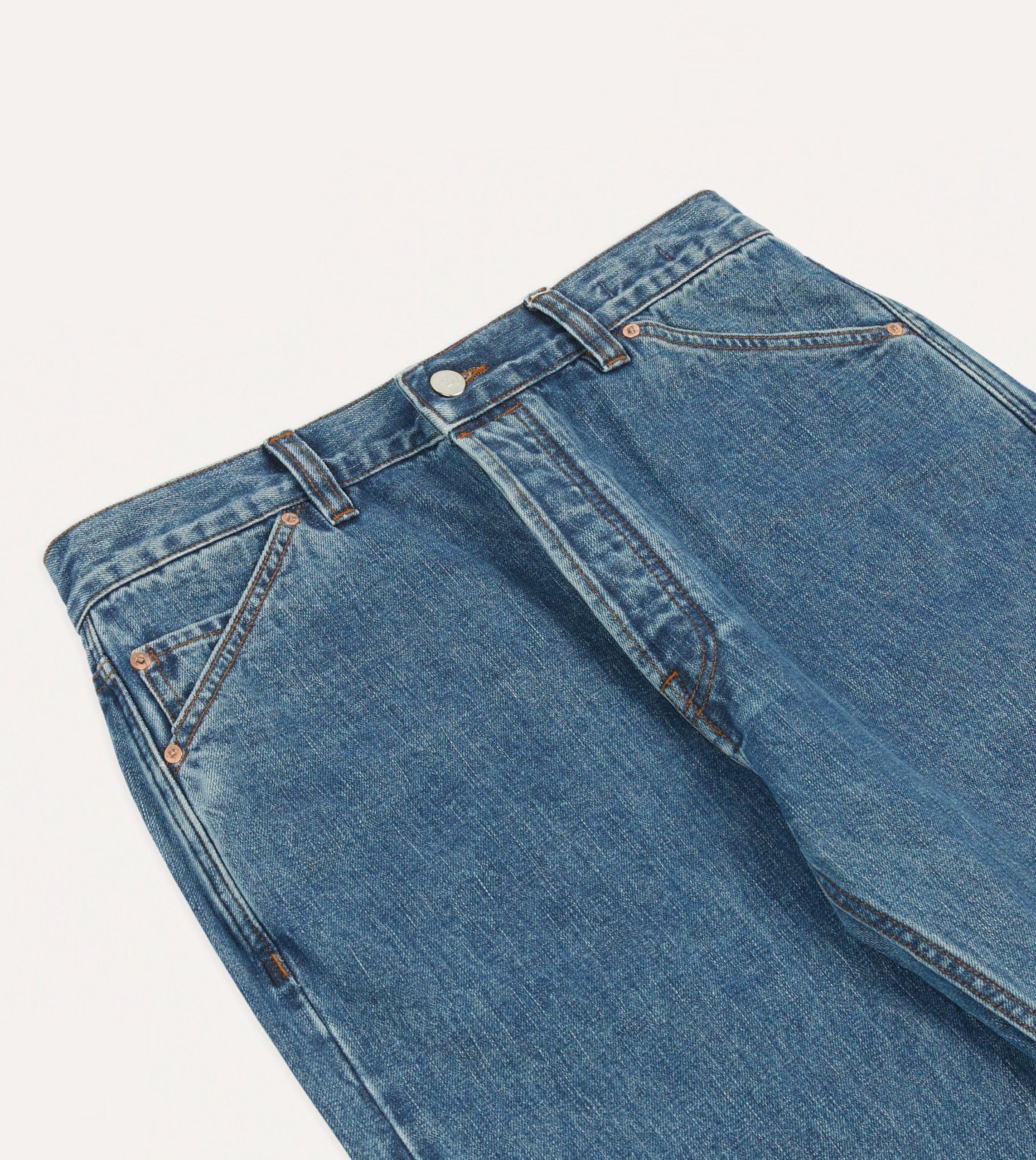 Bleach Wash 14.2oz Japanese Selvedge Denim Five-Pocket Jeans - Image 4