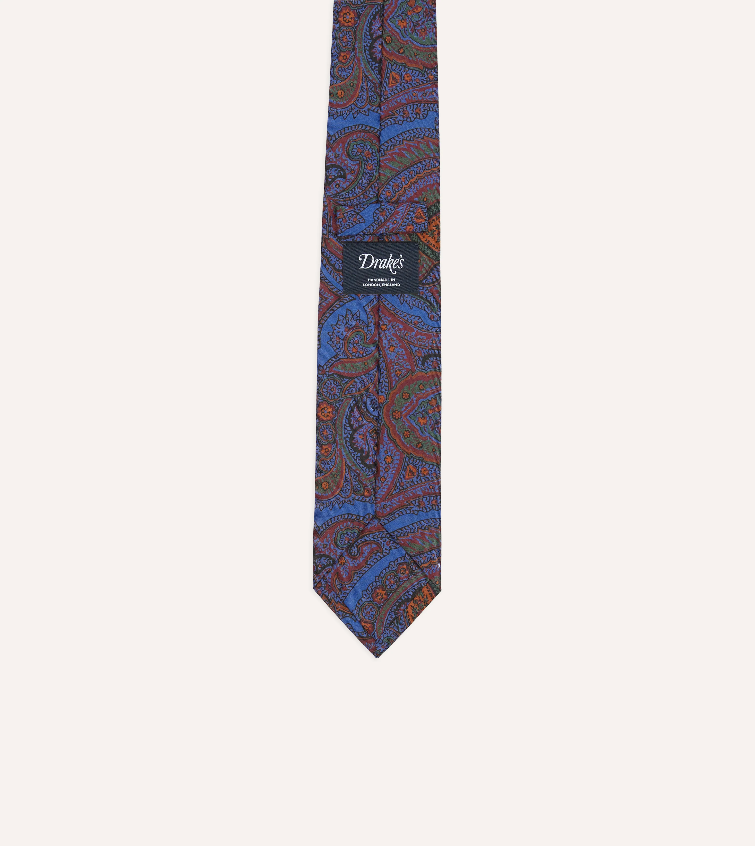 Blue Acanthus Print Silk Self Tipped Tie - Image 4