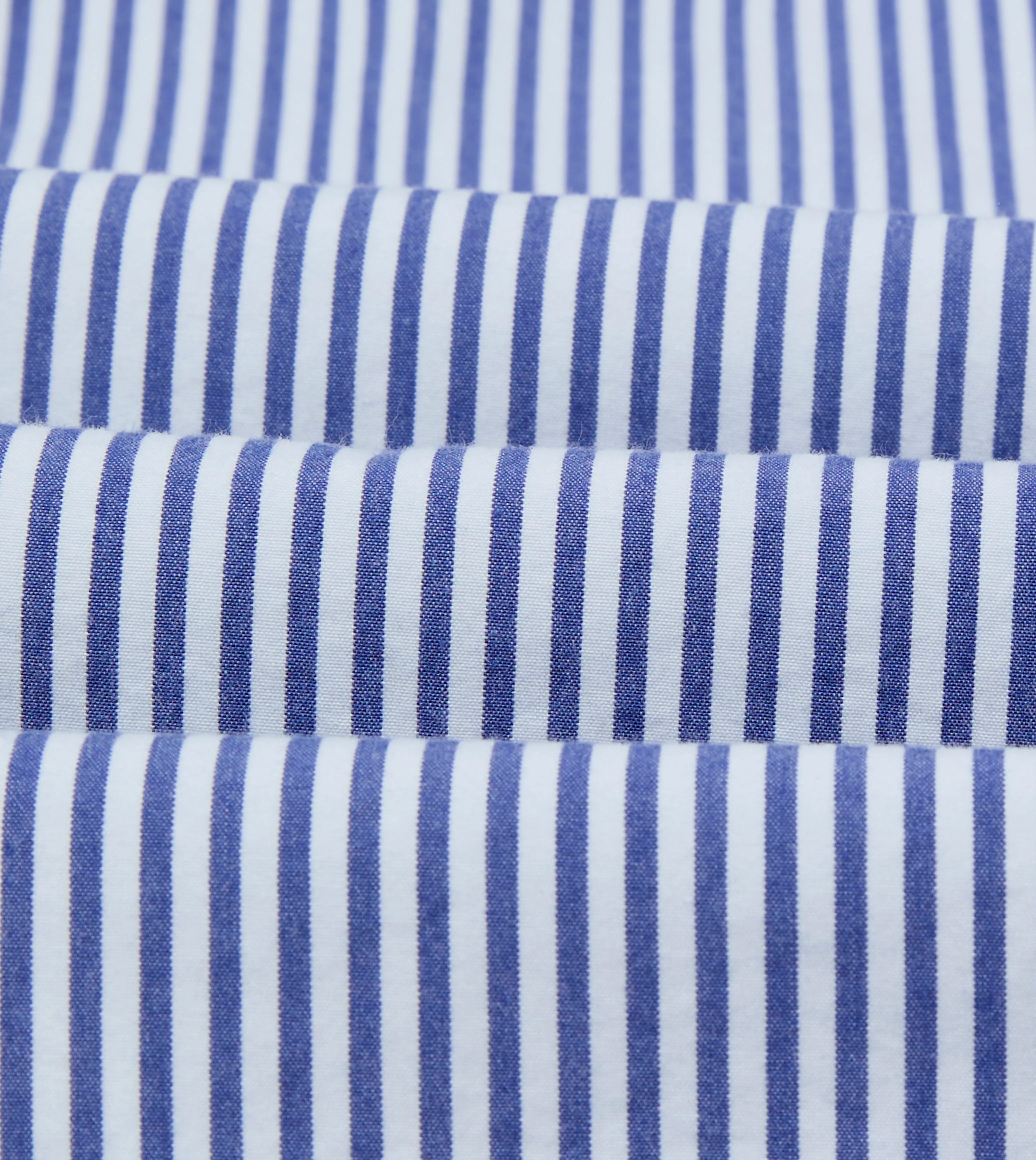 Blue and White Stripe Button-Down Collar Fob Pocket Shirt - Image 2