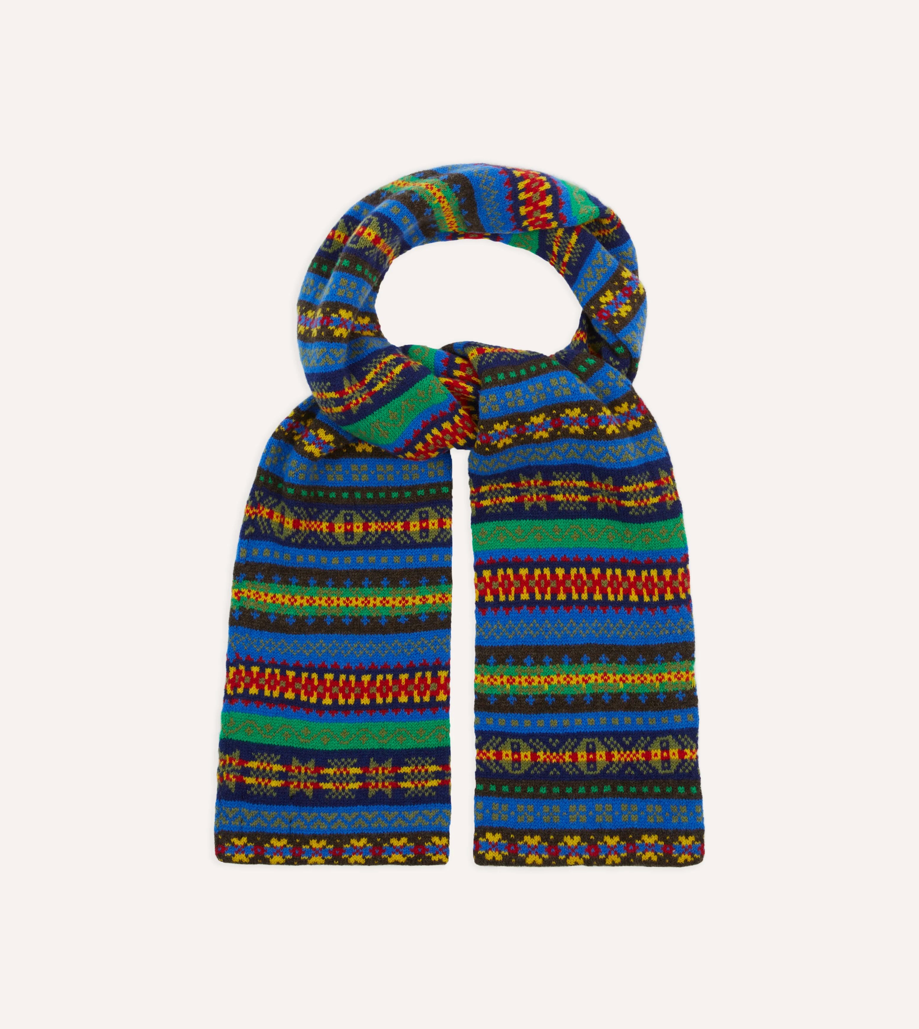 Blue Fair Isle Lambswool Scarf - Image 4