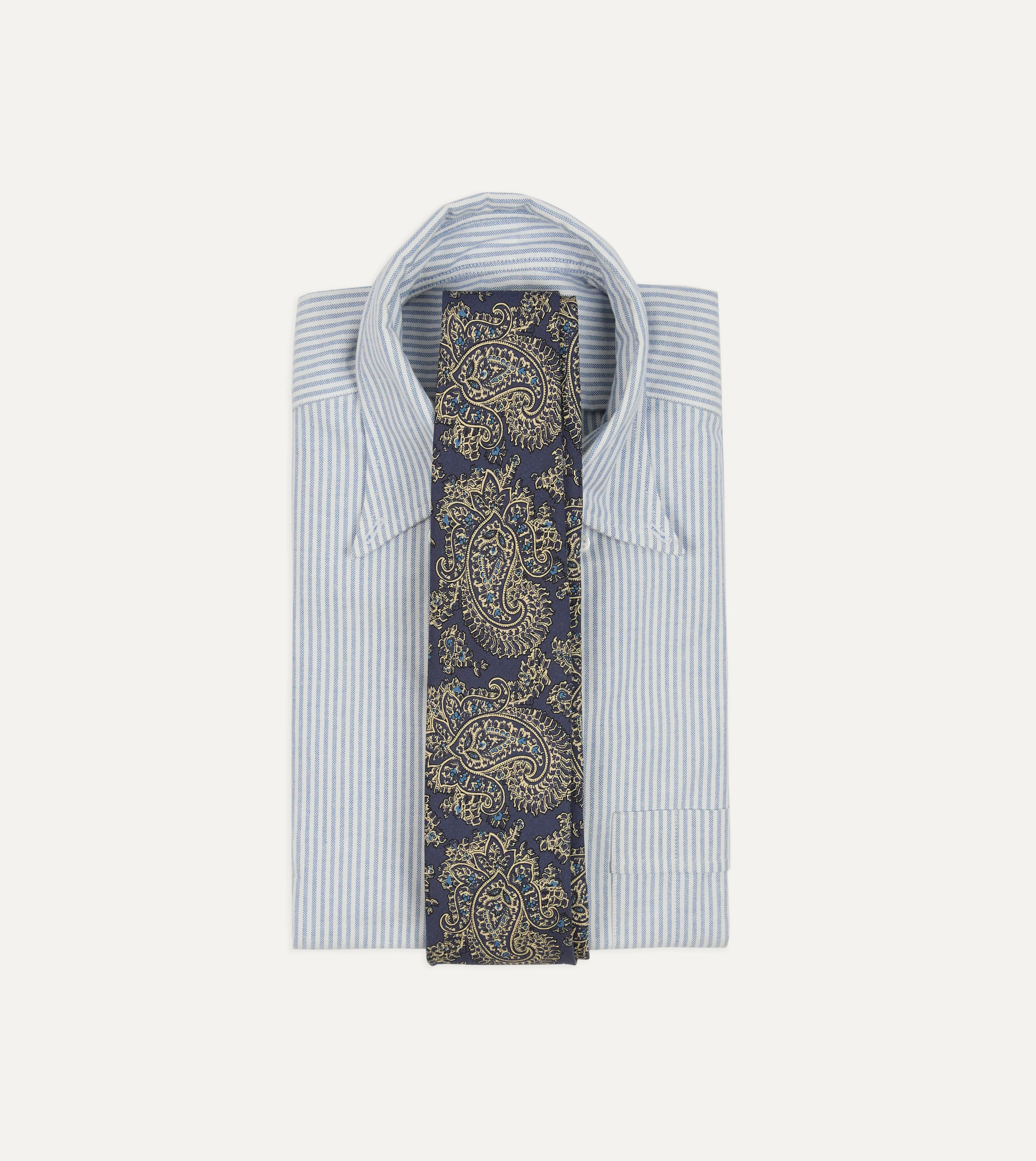 Blue Floral Paisley Print Silk Self Tipped Tie - Image 2