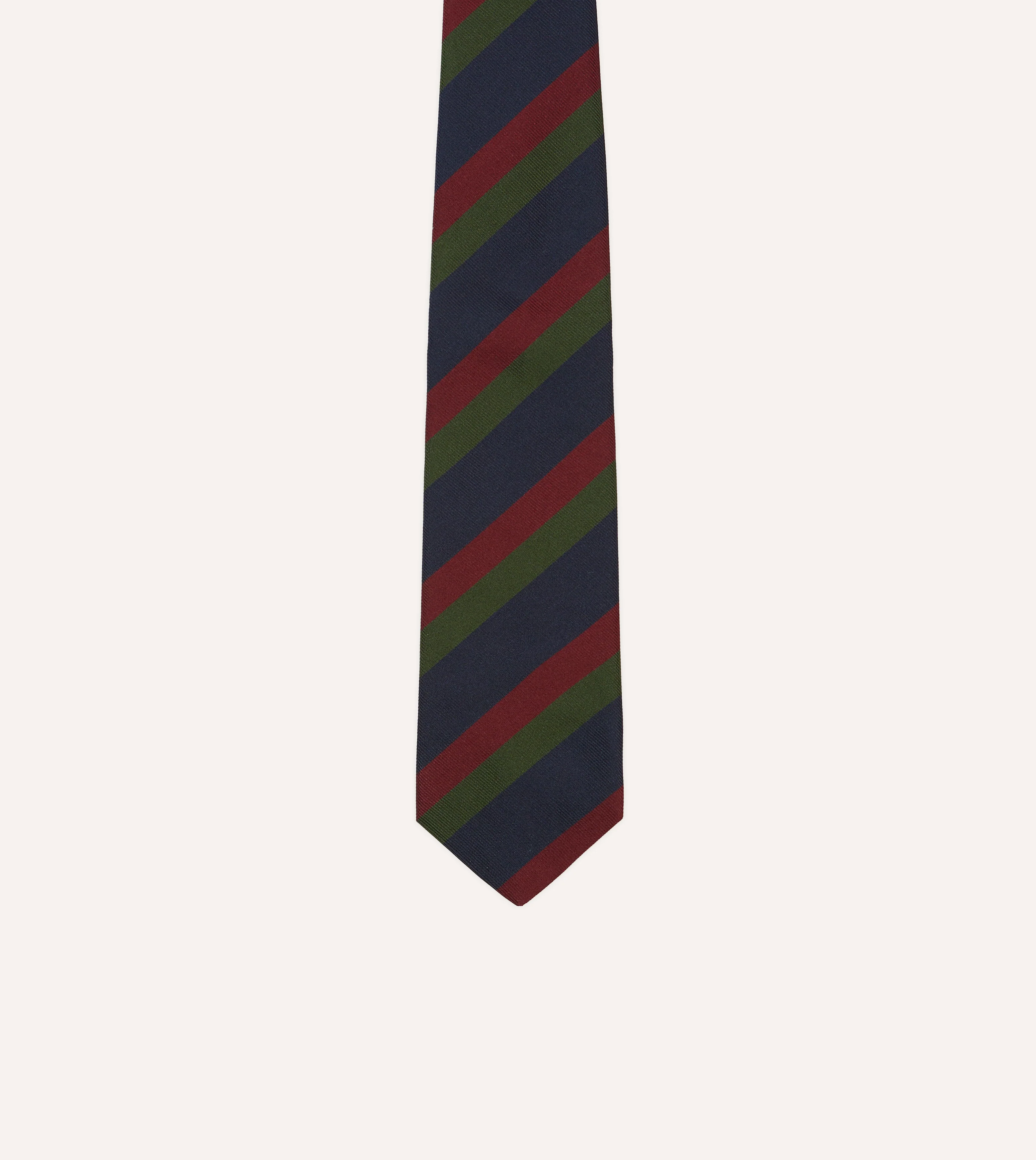 Blue, Red and Green Broad Stripe Repp Silk Tipped Tie - Image 3