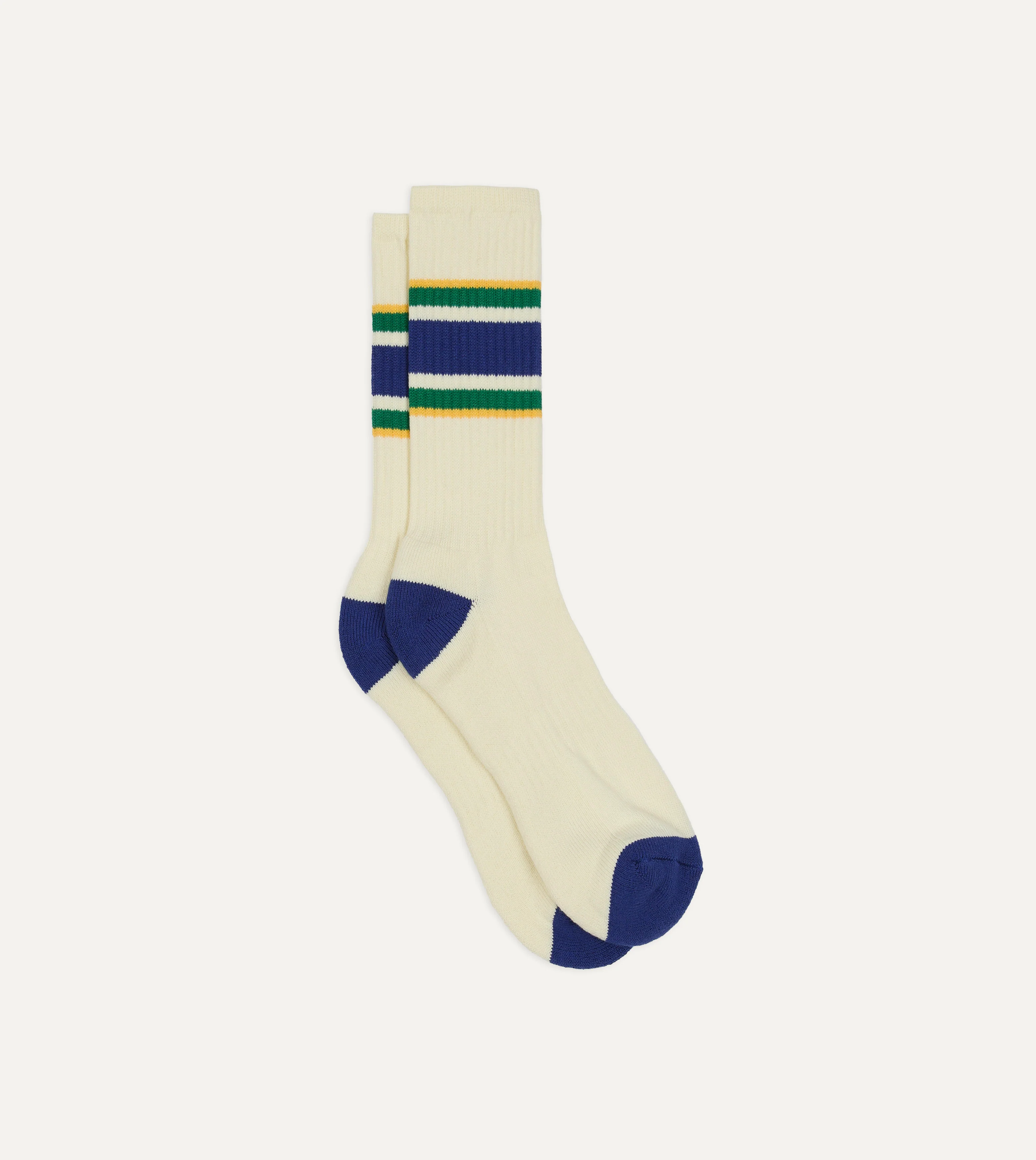 Blue, Yellow and Green Striped Sport Socks