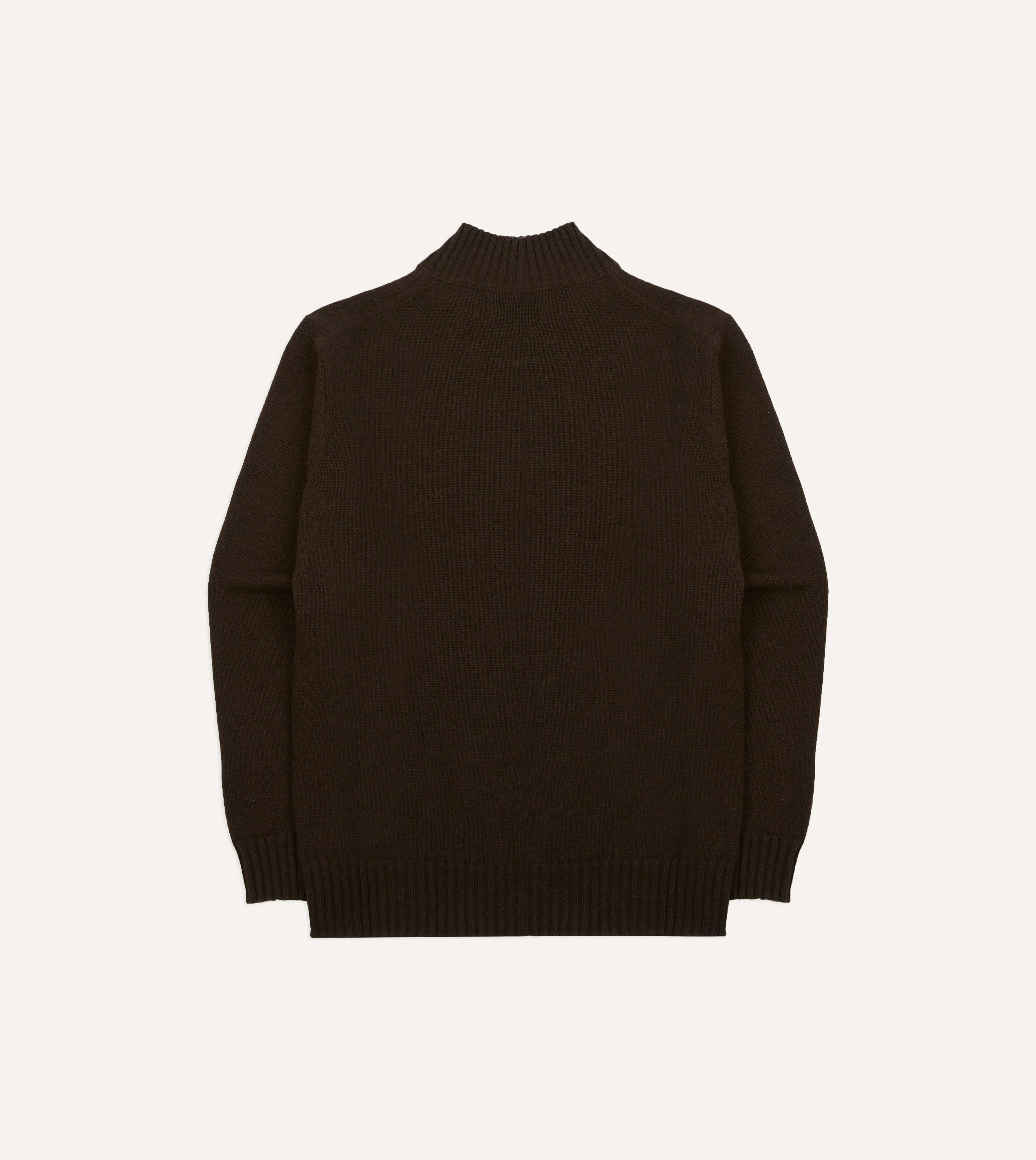 Brown Alpaca Lambswool Ribbed Integral Collar Jumper - Image 5