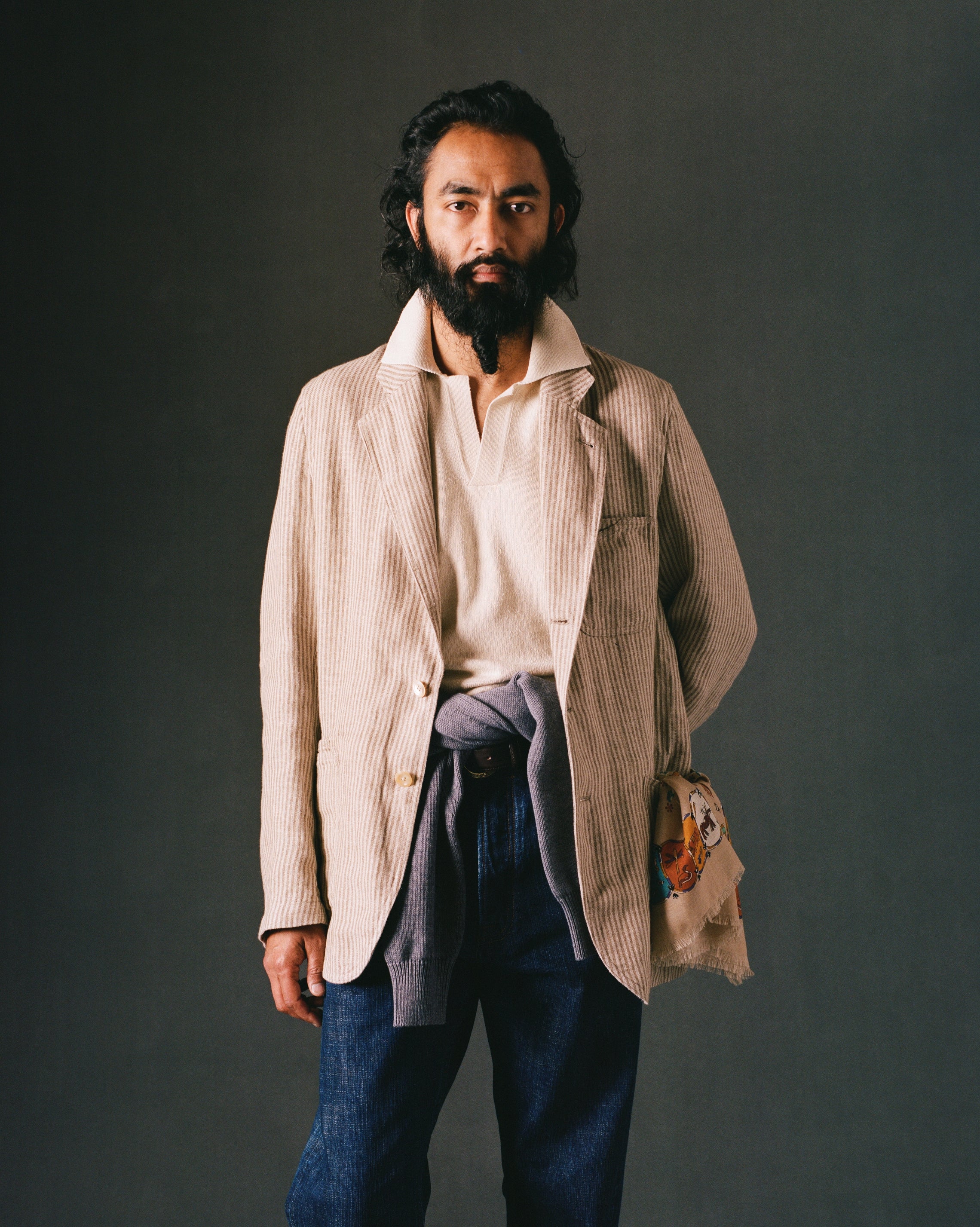 Brown and Ecru Stripe Oxford Linen Games Blazer Mk. IV - Image 10