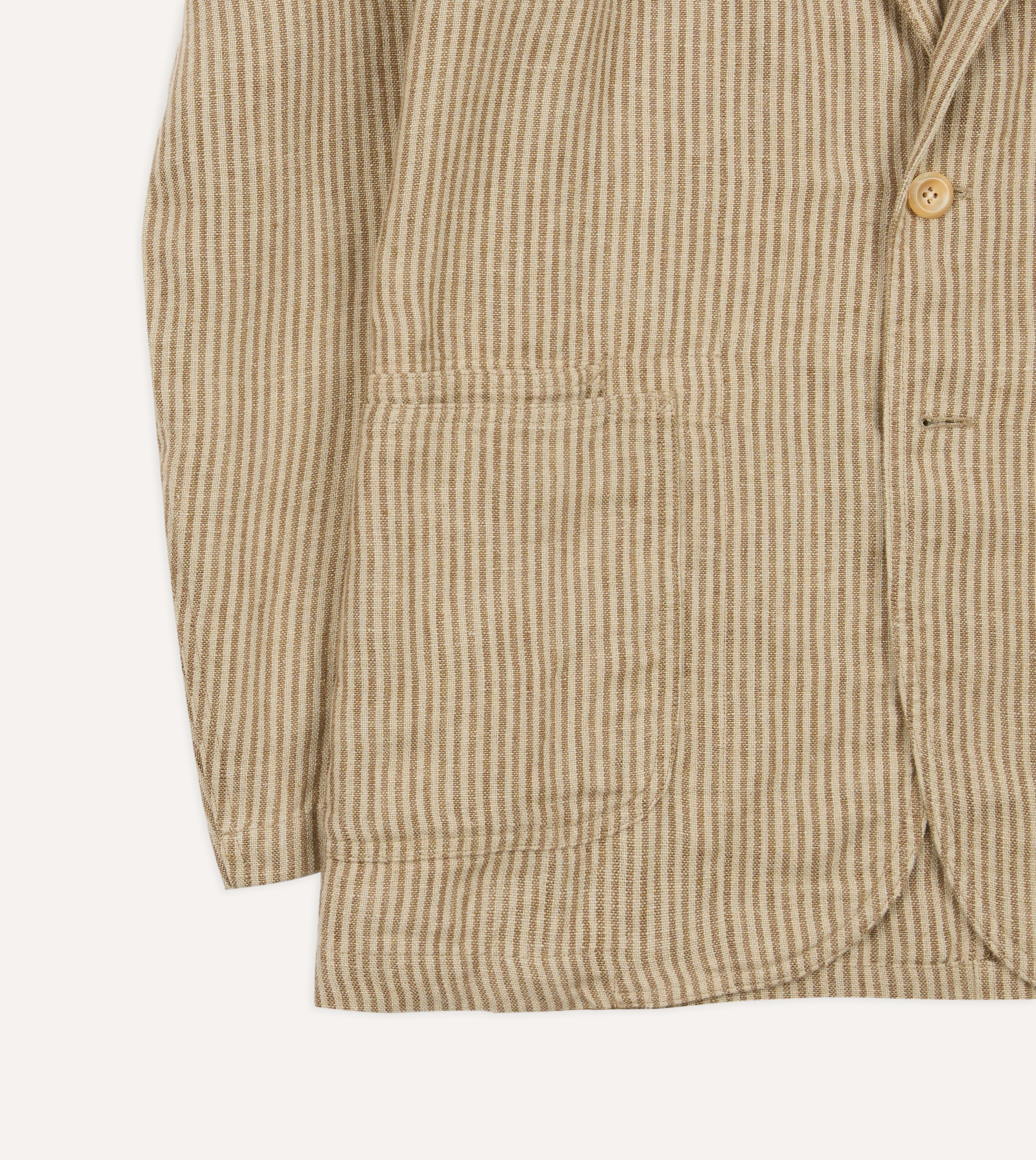 Brown and Ecru Stripe Oxford Linen Games Blazer Mk. IV - Image 7