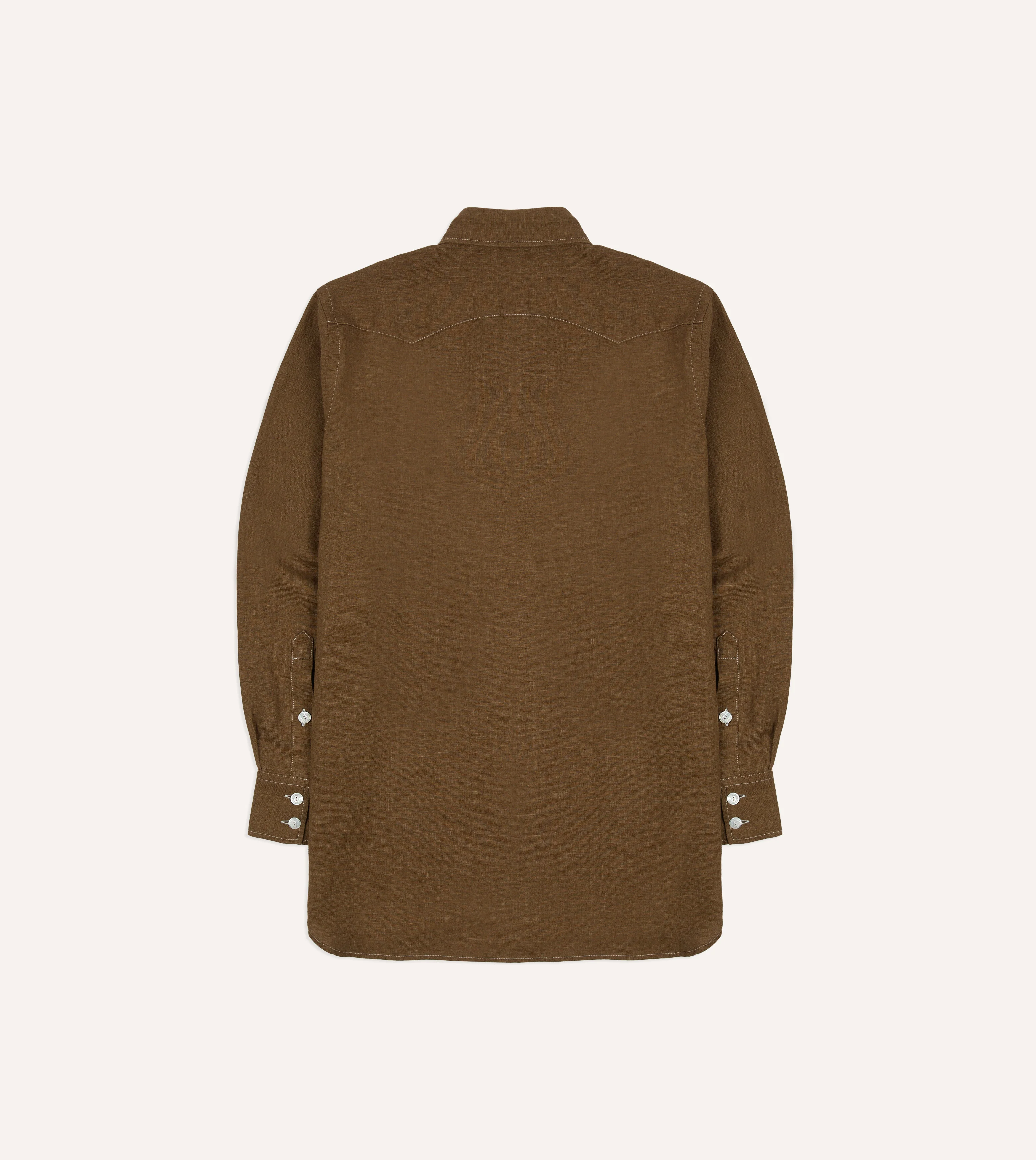 Brown Linen Two-Pocket Western Shirt - Image 8