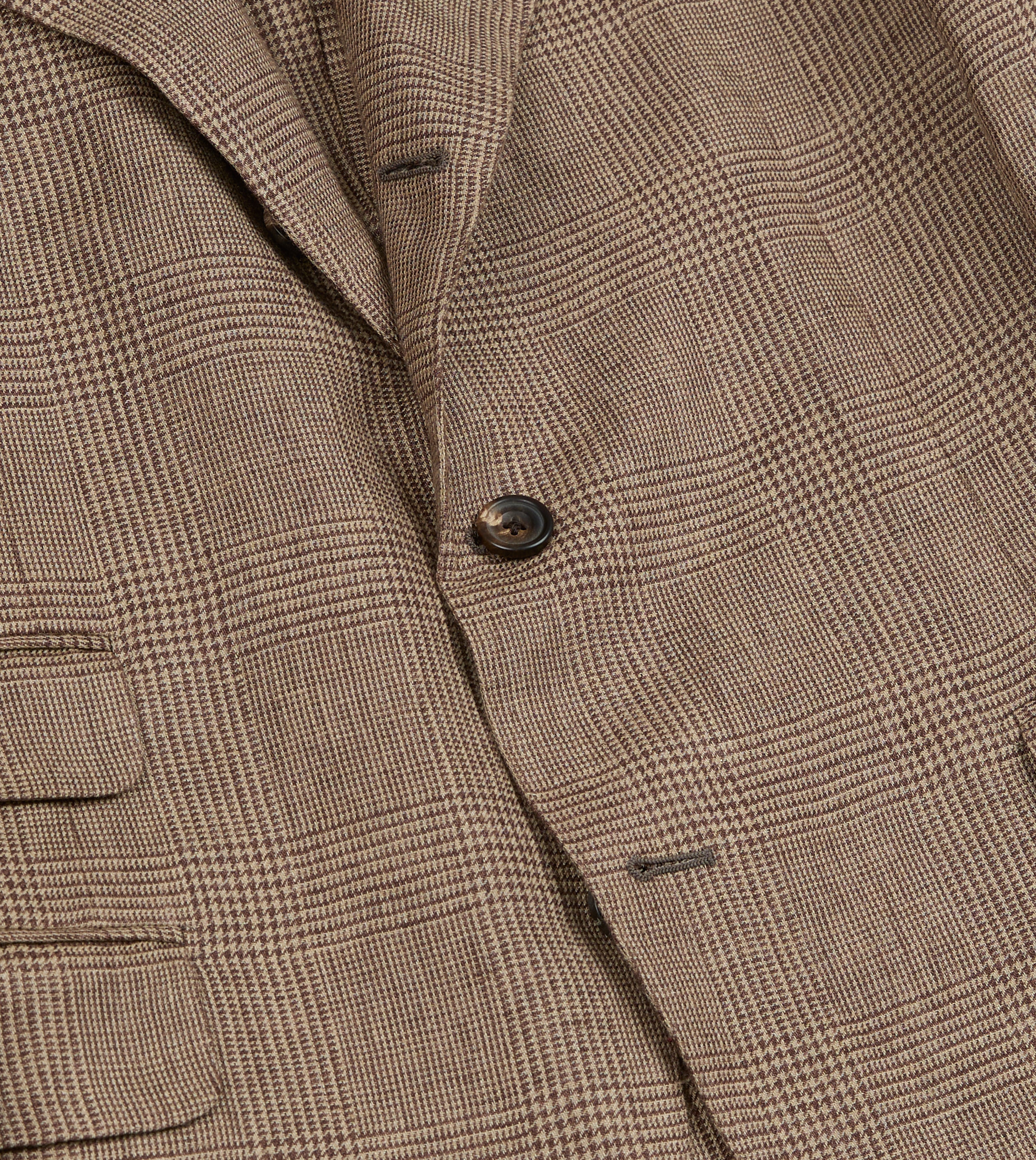 Brown Prince of Wales Check Linen Tailored Jacket - Image 5
