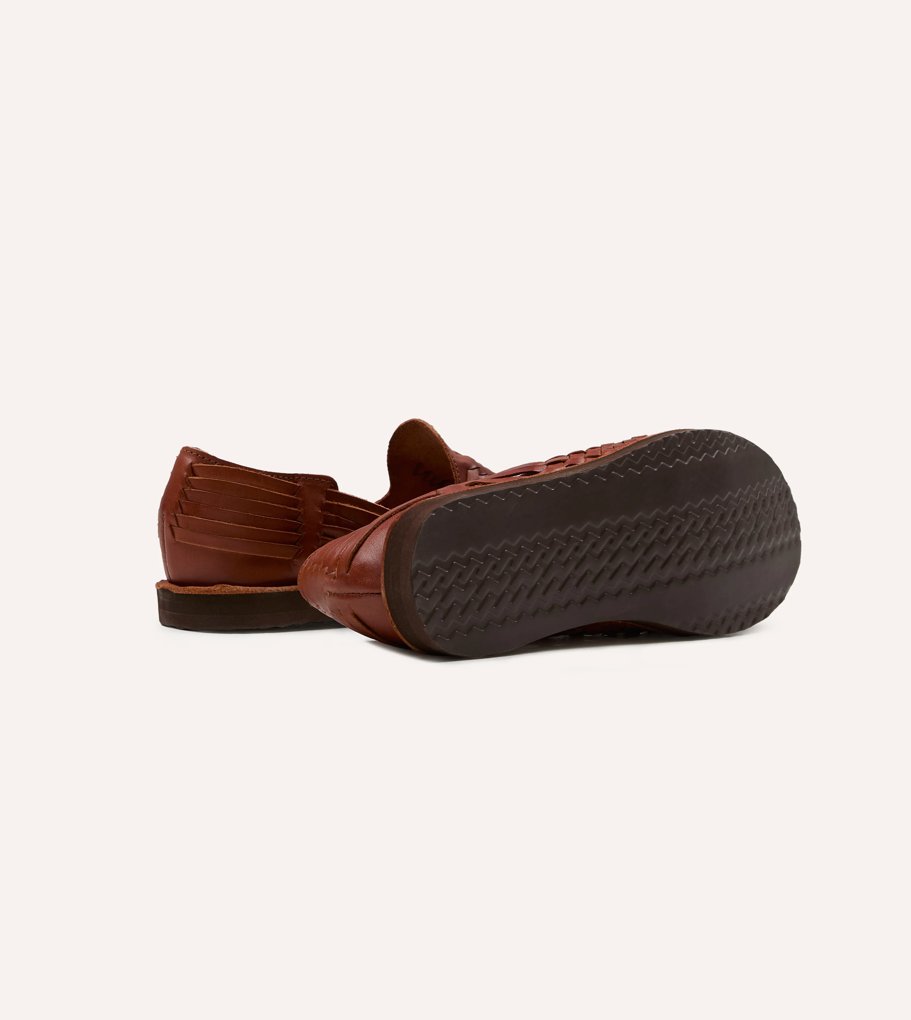 Chamula Red Brown Leather Cancun Woven Sandal - Image 2