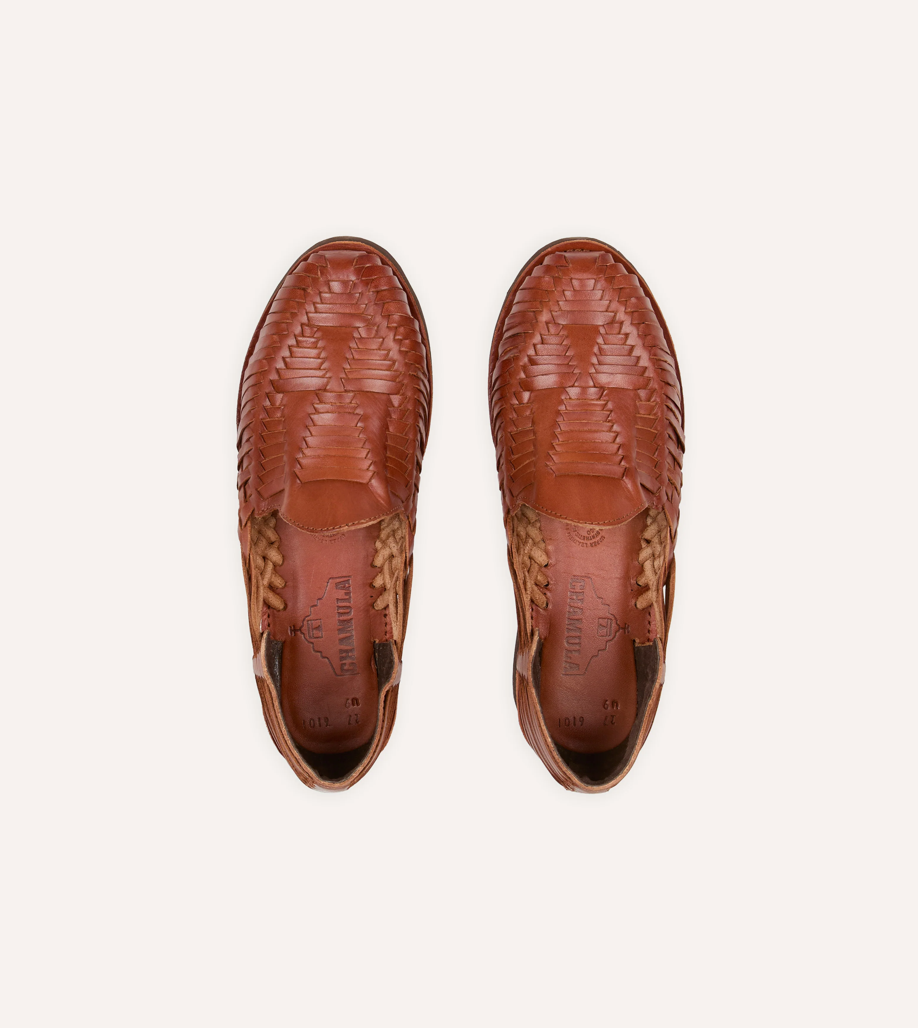 Chamula Red Brown Leather Cancun Woven Sandal - Image 4