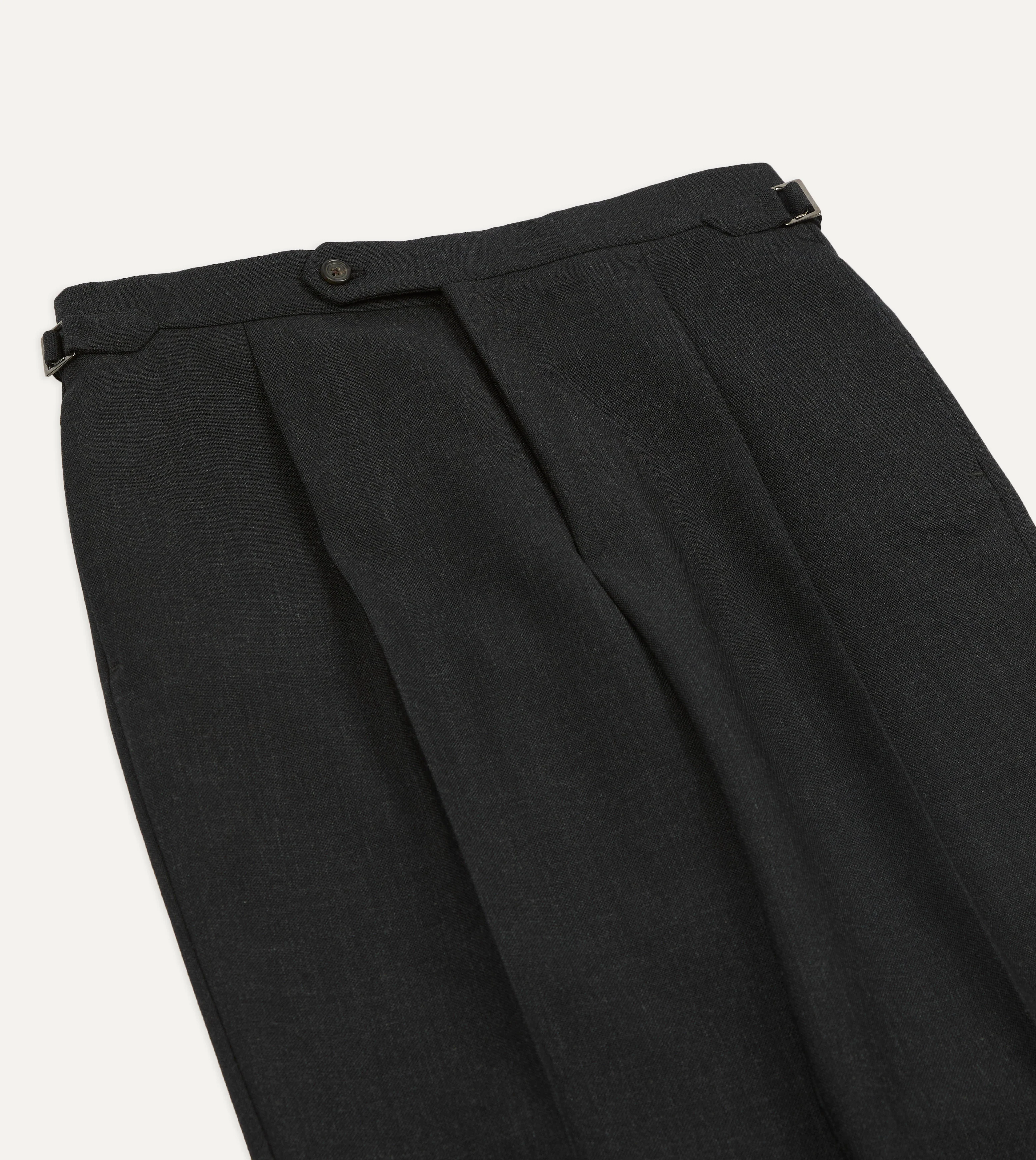 Charcoal Fresco® Wool Single Pleat Trouser - Image 4