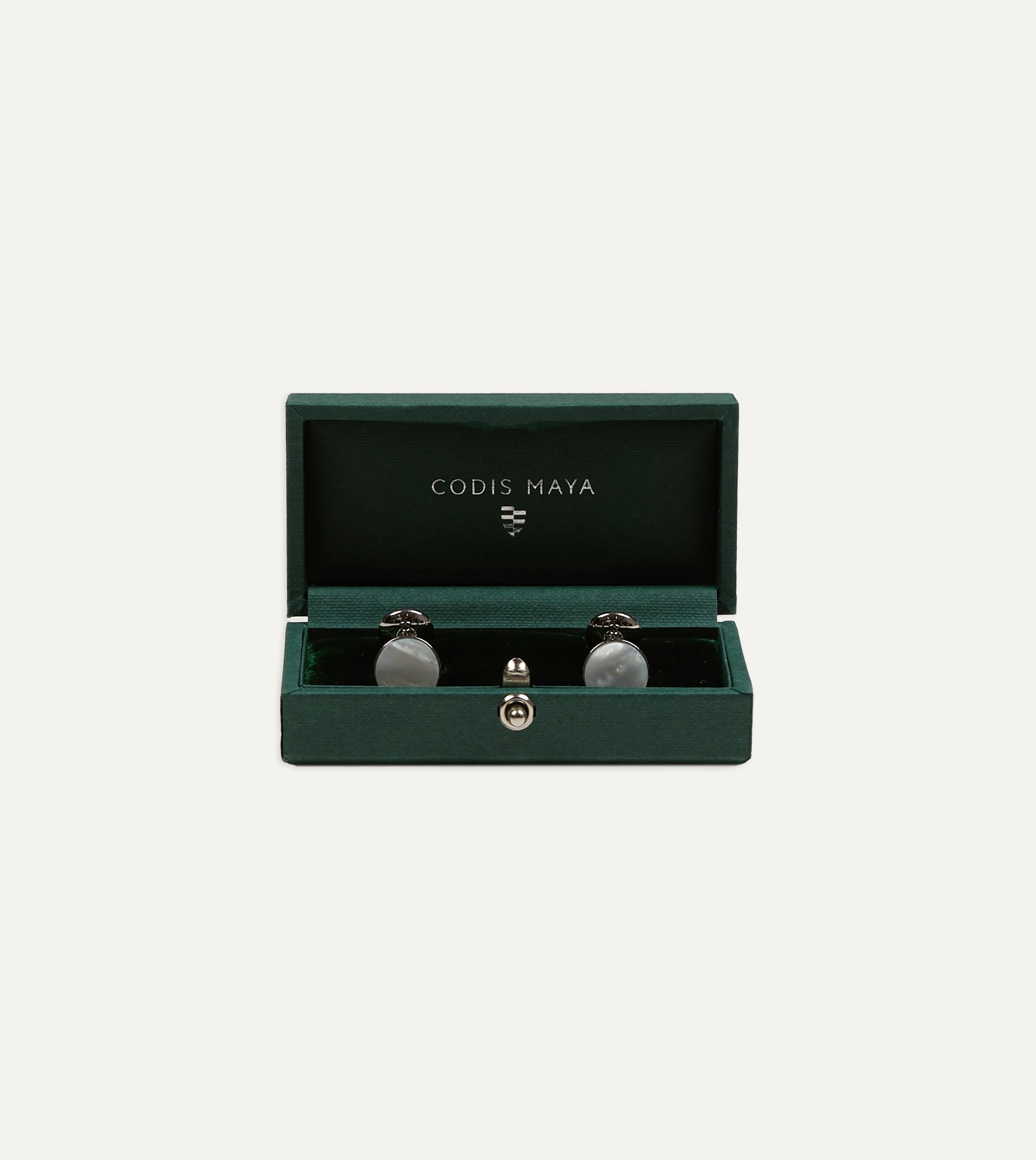 Codis Maya Rhodium Mother of Pearl Bow Cufflinks - Image 2