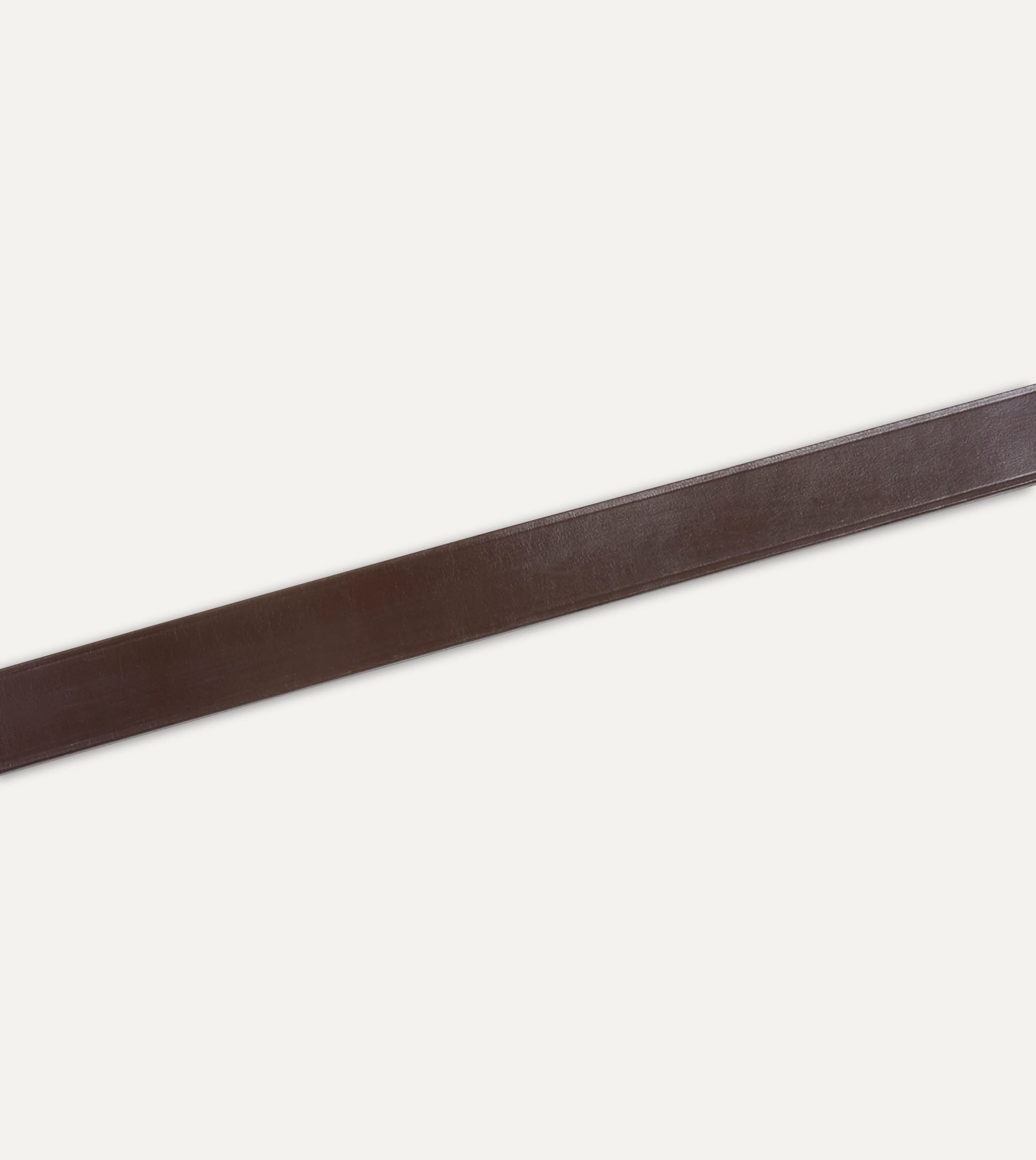 Dark Brown Unlined Bridle Leather Belt with Brass Buckle - Image 4