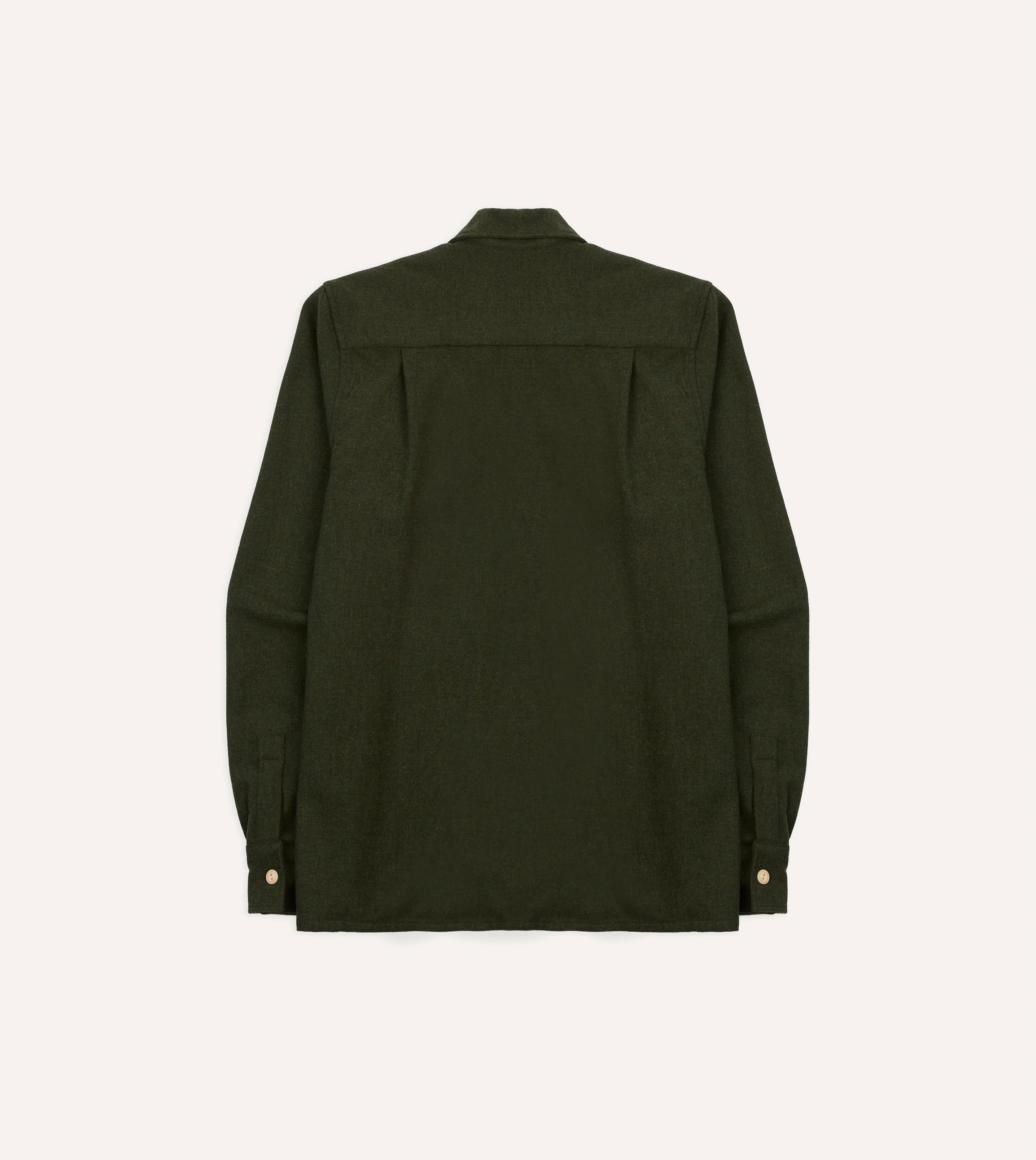 Dark Green Wool Two-Pocket Camp Collar Work Shirt - Image 6