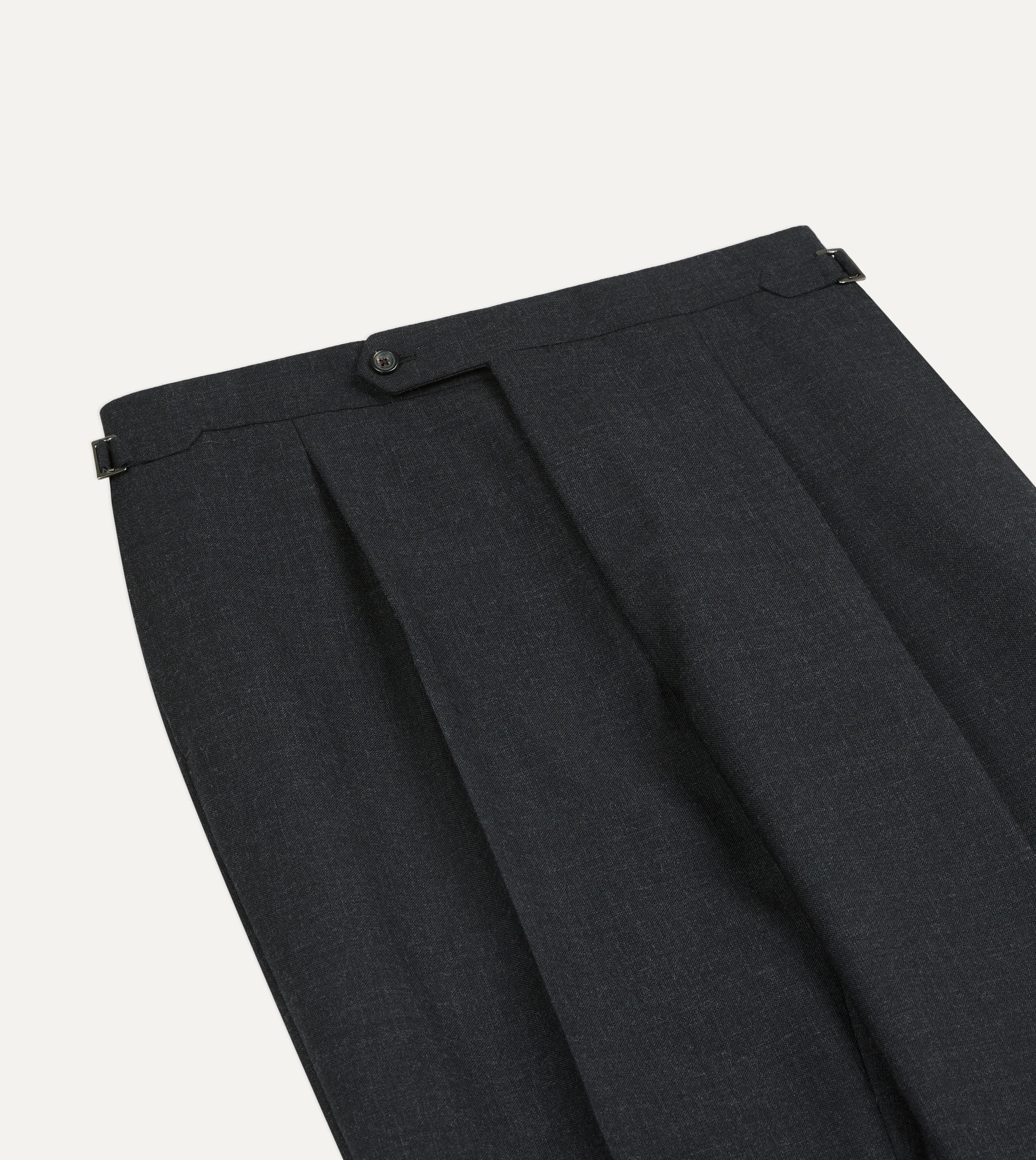 Dark Grey Fresco® Wool Single-Pleat Trouser - Image 4
