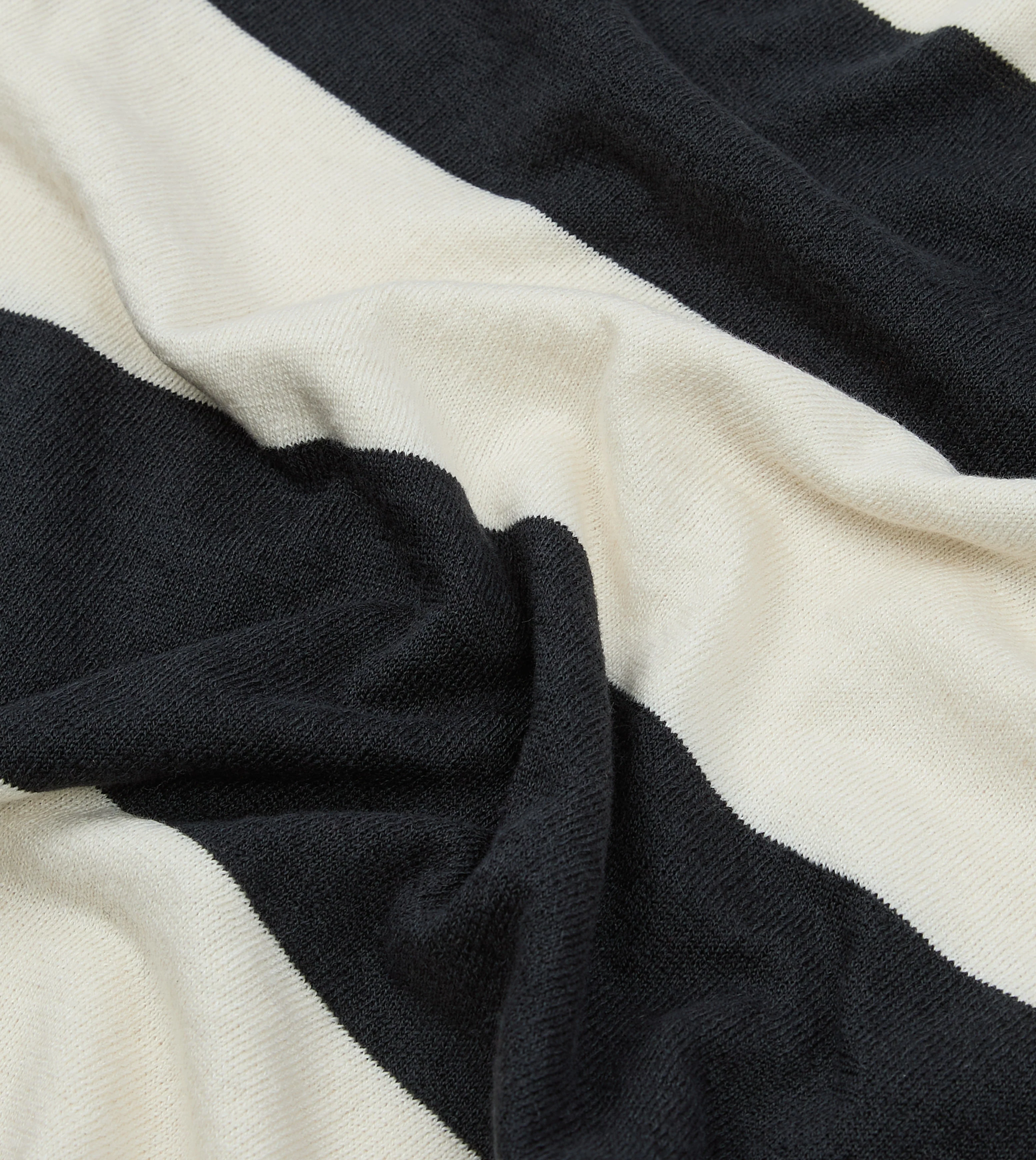 Ecru and Charcoal Stripe Crew Neck Knitted T-Shirt - Image 2