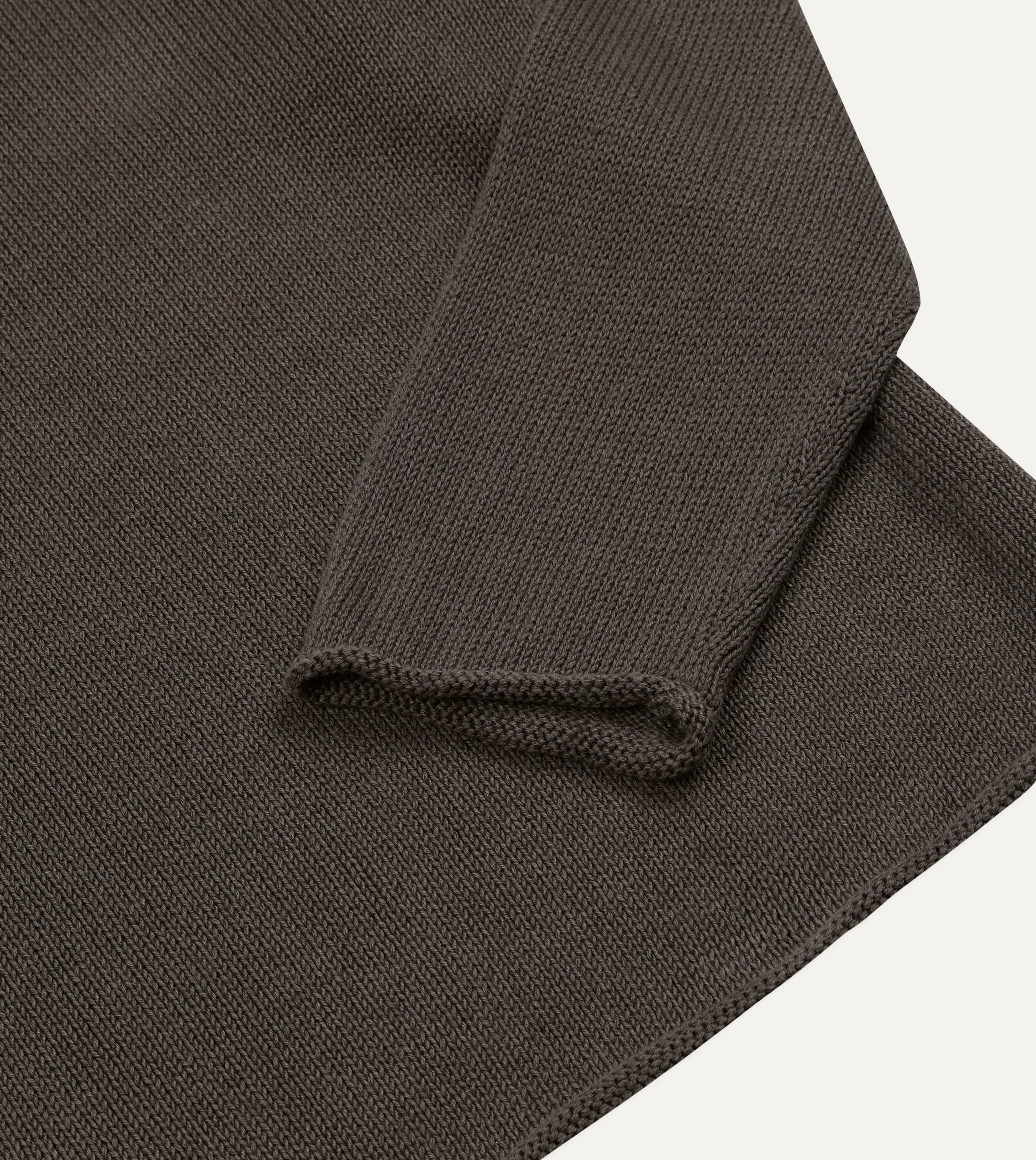 Brown Linen-Cotton Mock Neck Jumper - Image 4