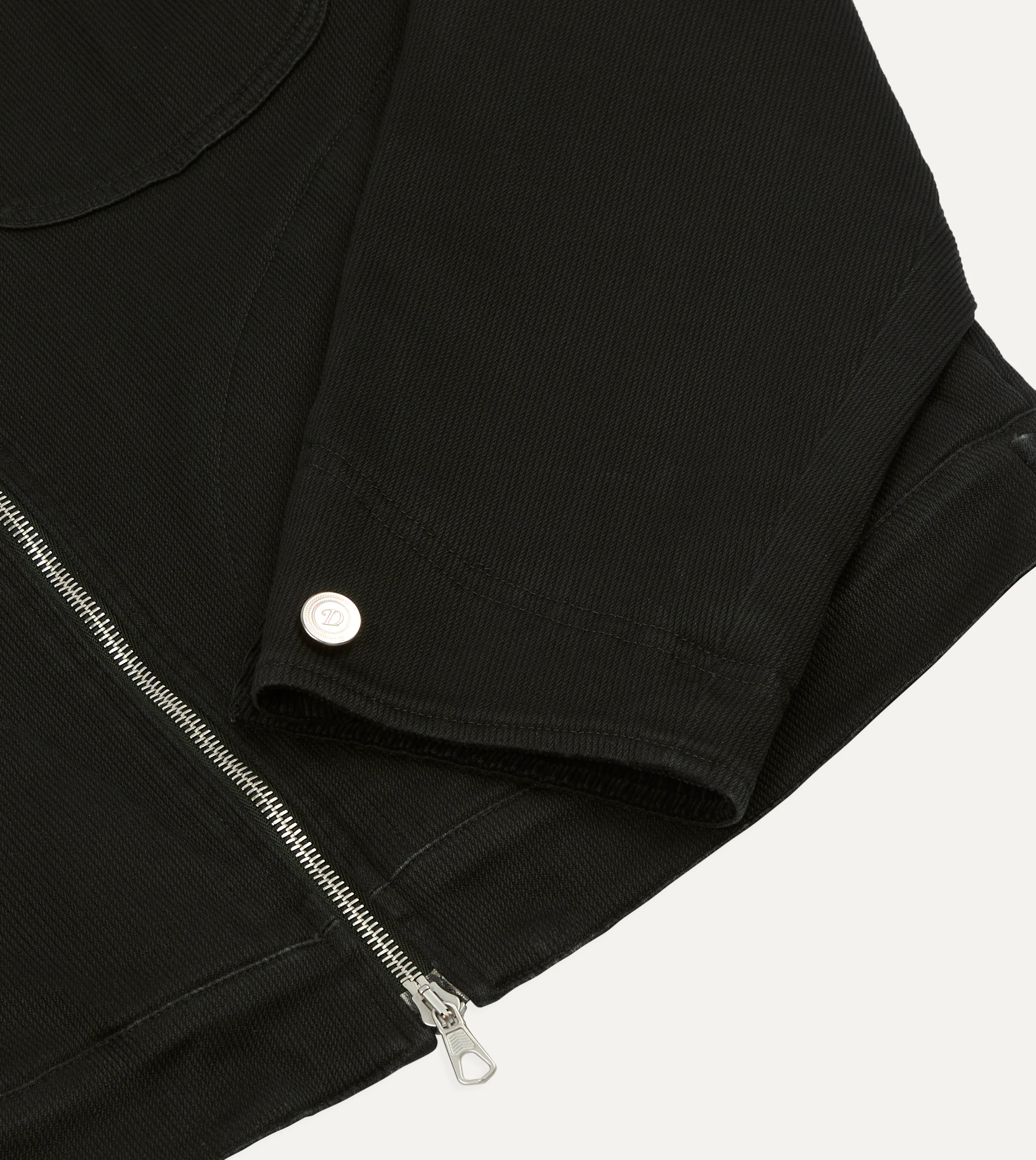 Drake's by A. Levine Black Cotton Trucker Jacket - Image 5