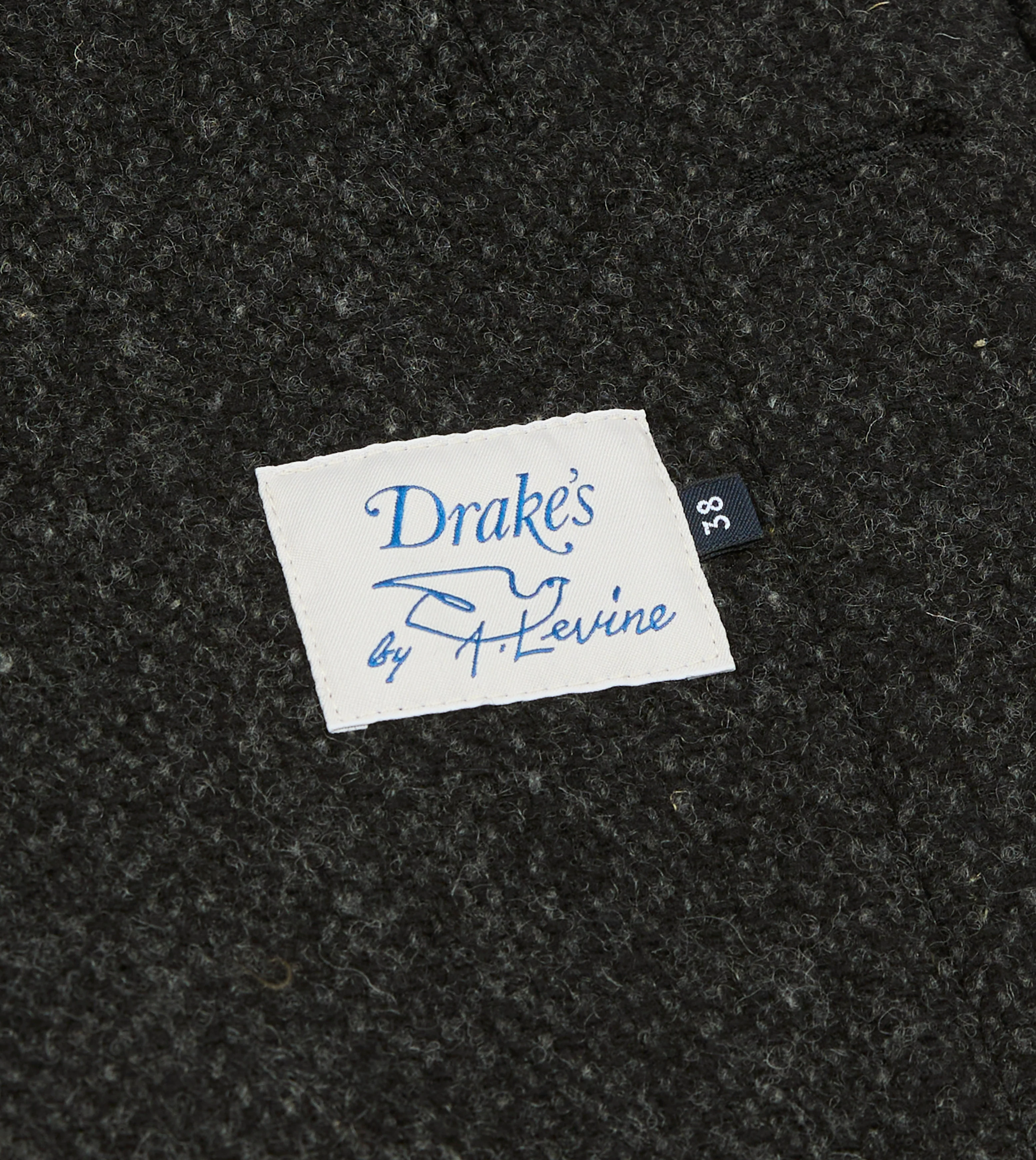 Drake's by A. Levine Black Wool Raglan Overcoat - Image 6