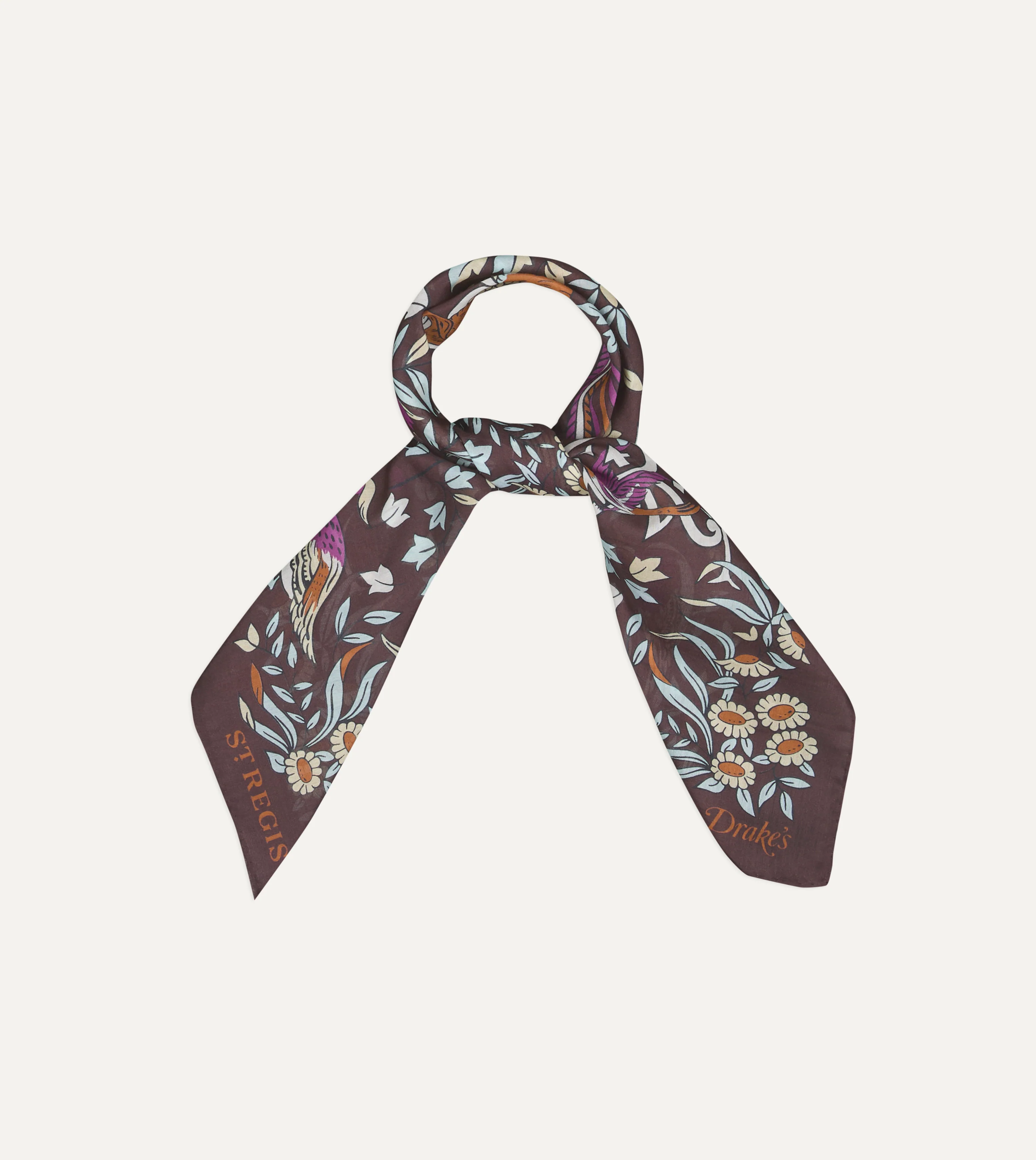Drake’s for St. Regis Birds of Paradise Print Cotton-Silk Bandana - Image 3