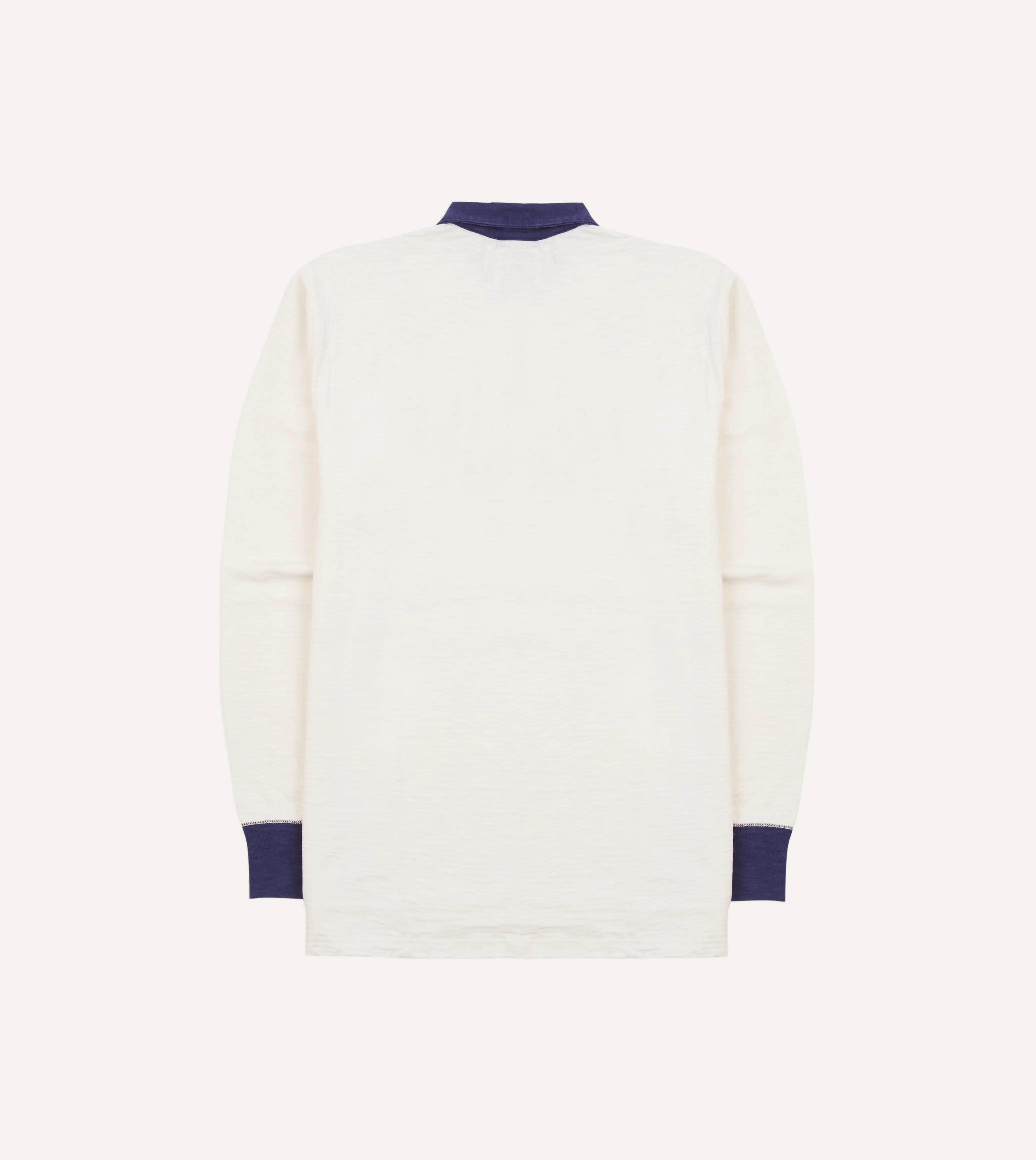 Ecru and Navy Chevron Flamé Cotton Rugby Shirt - Image 6