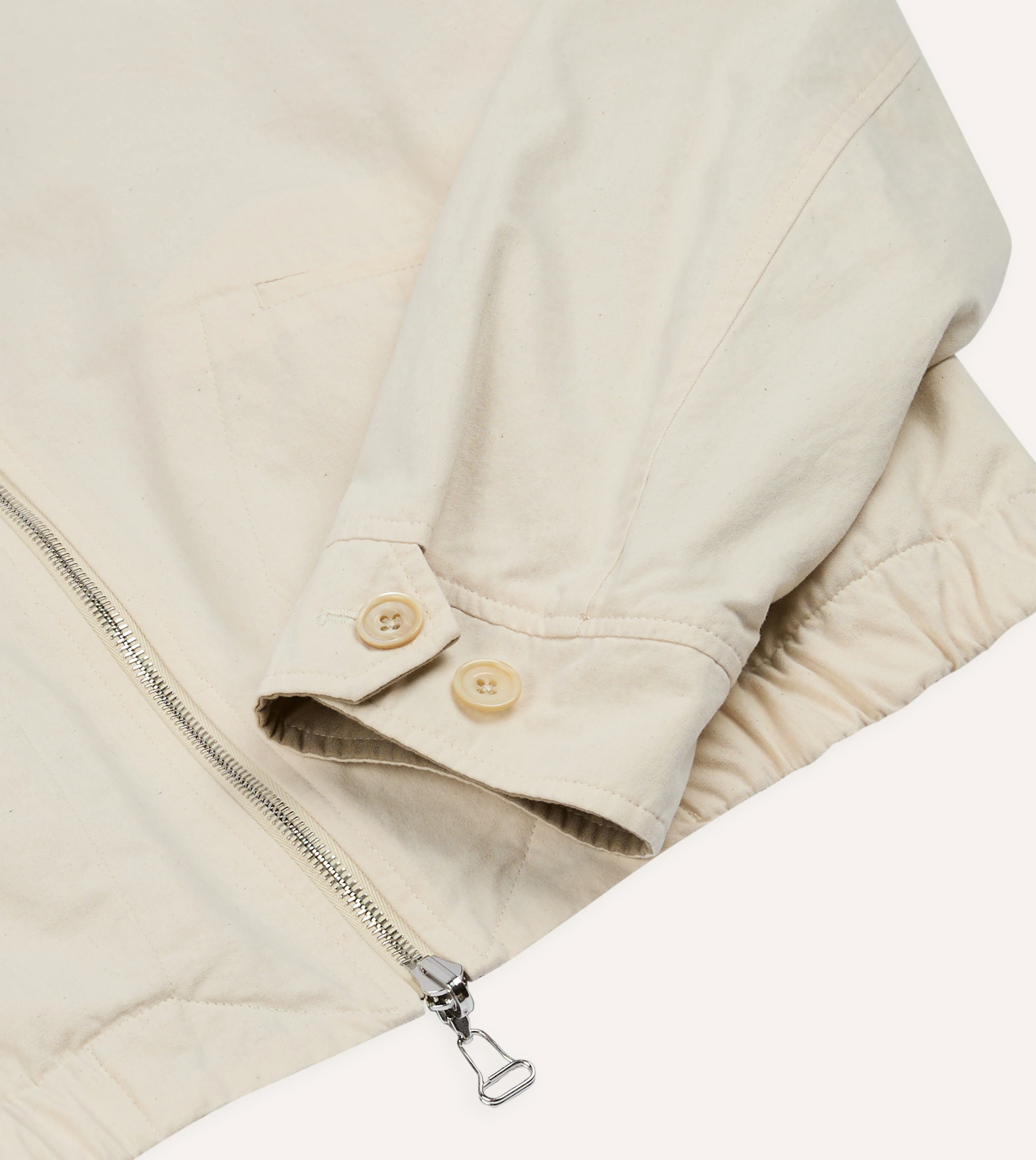 Ecru and Tan Reversible Cotton Blouson Jacket - Image 6