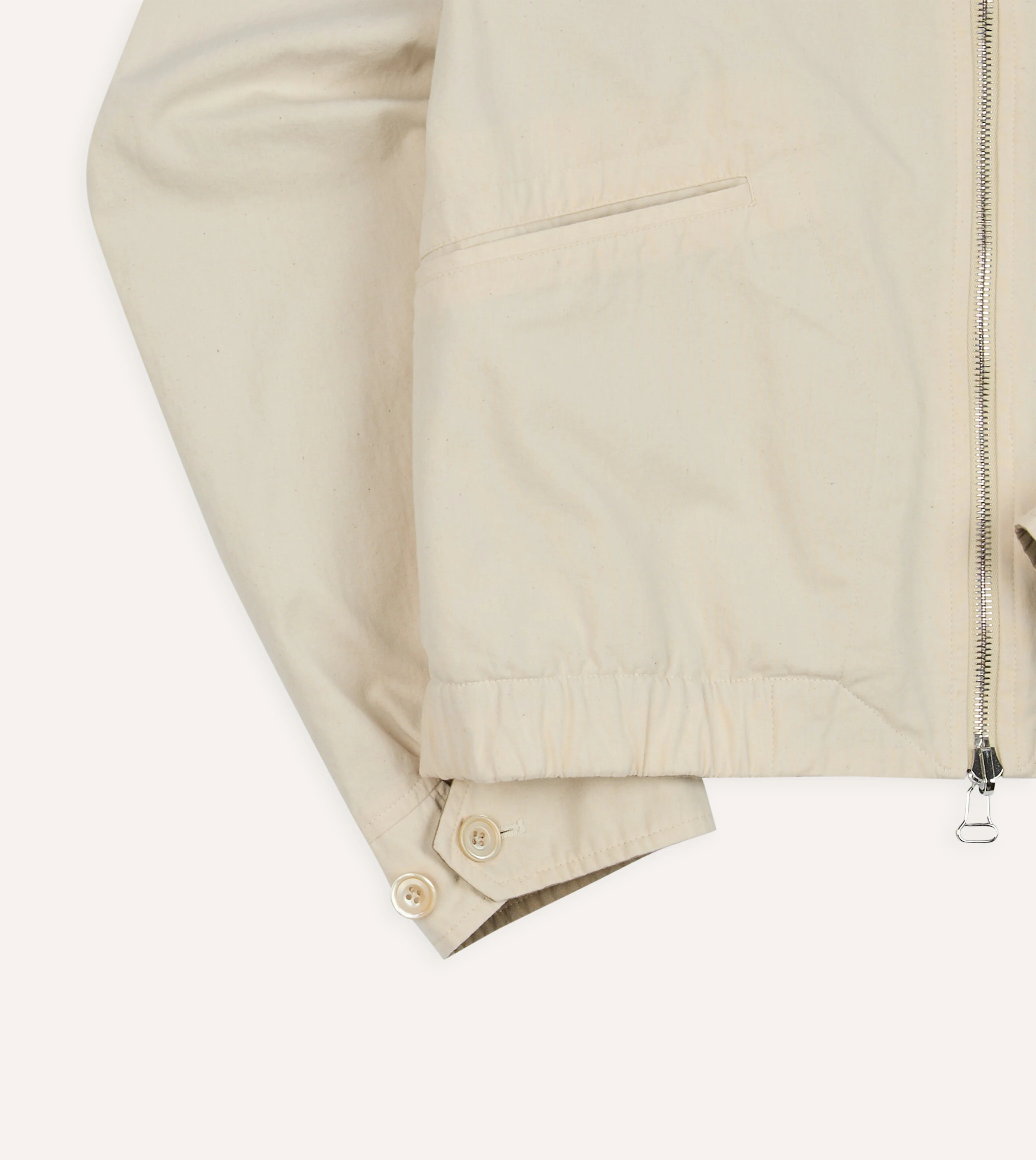 Ecru and Tan Reversible Cotton Blouson Jacket - Image 7