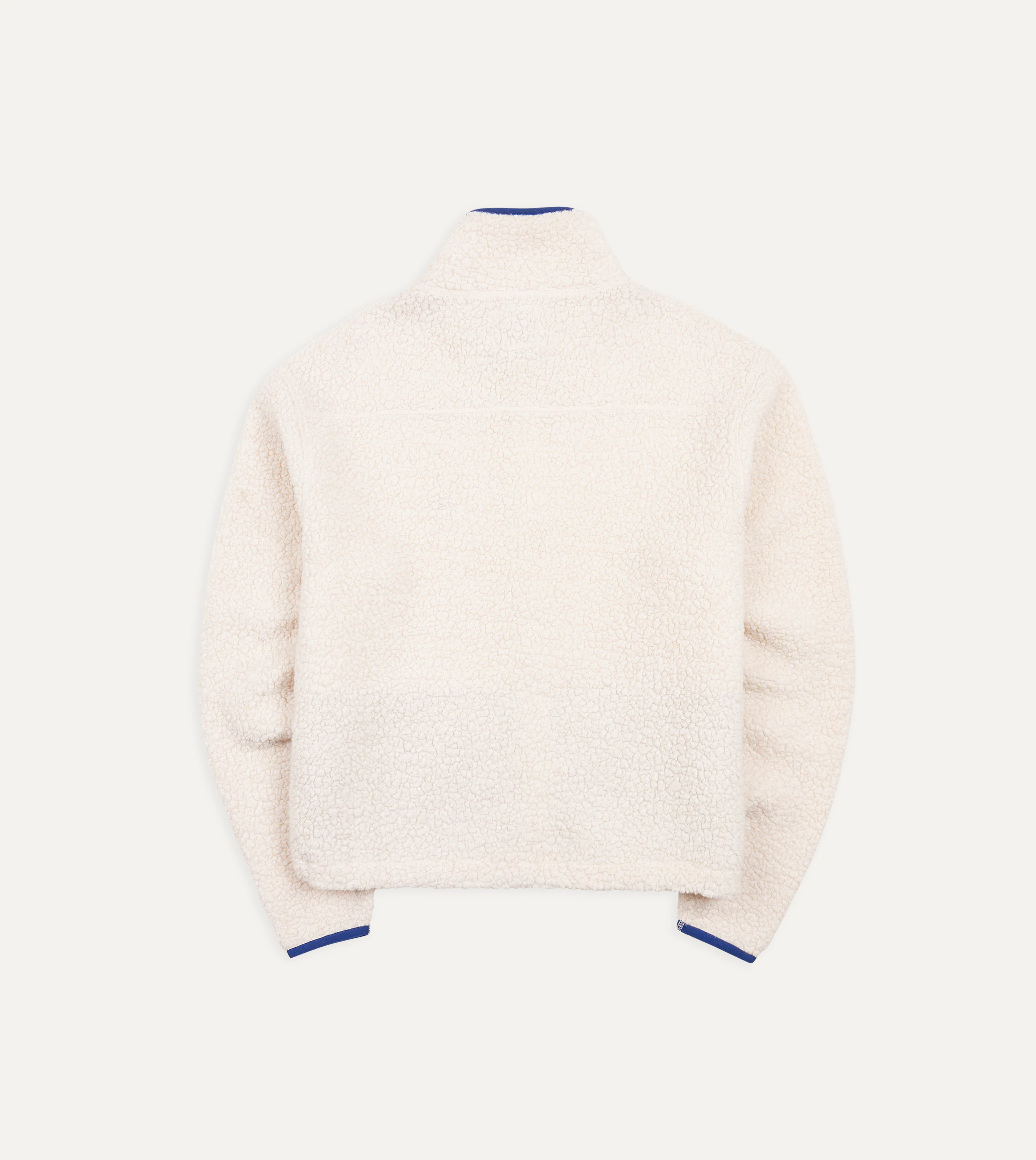 Ecru Boucle Wool Zip Fleece Jacket - Image 7