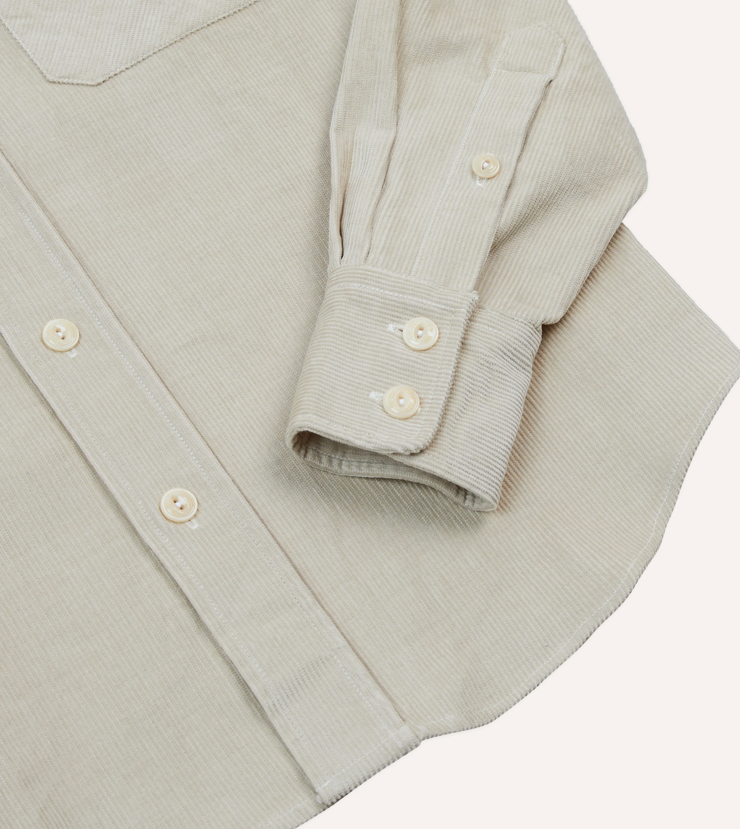Ecru Corduroy Two-Pocket Western Shirt - Image 5