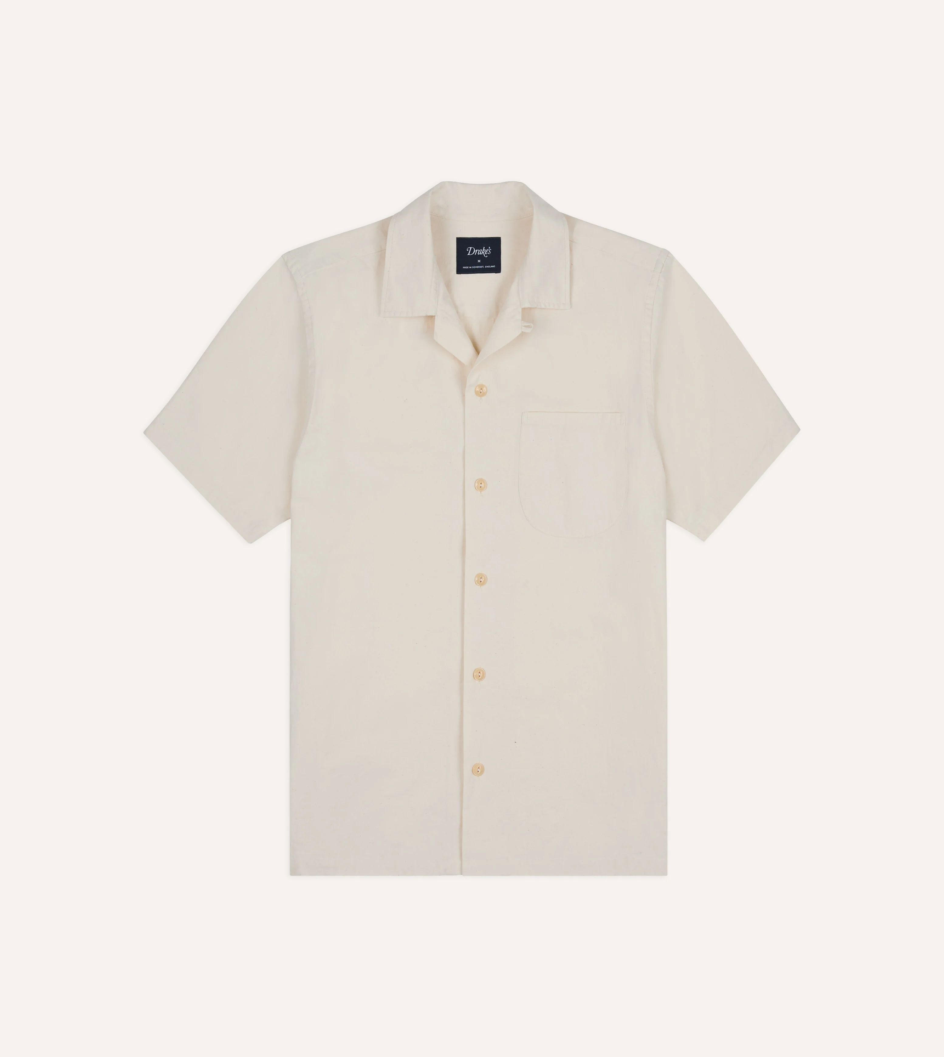 Ecru Cotton-Hemp Camp Collar Short Sleeve Shirt - Image 2