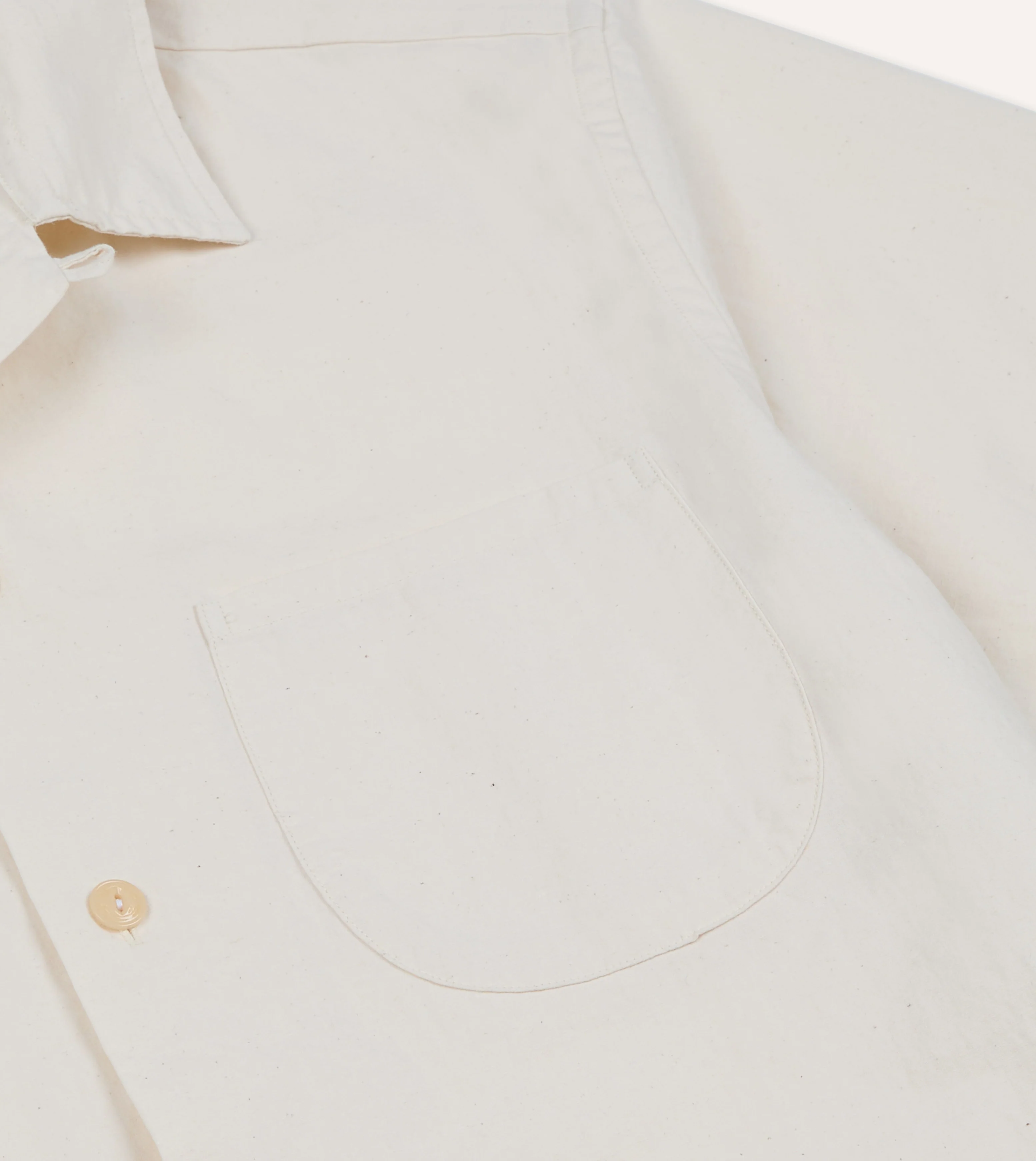 Ecru Cotton-Hemp Camp Collar Short Sleeve Shirt - Image 5