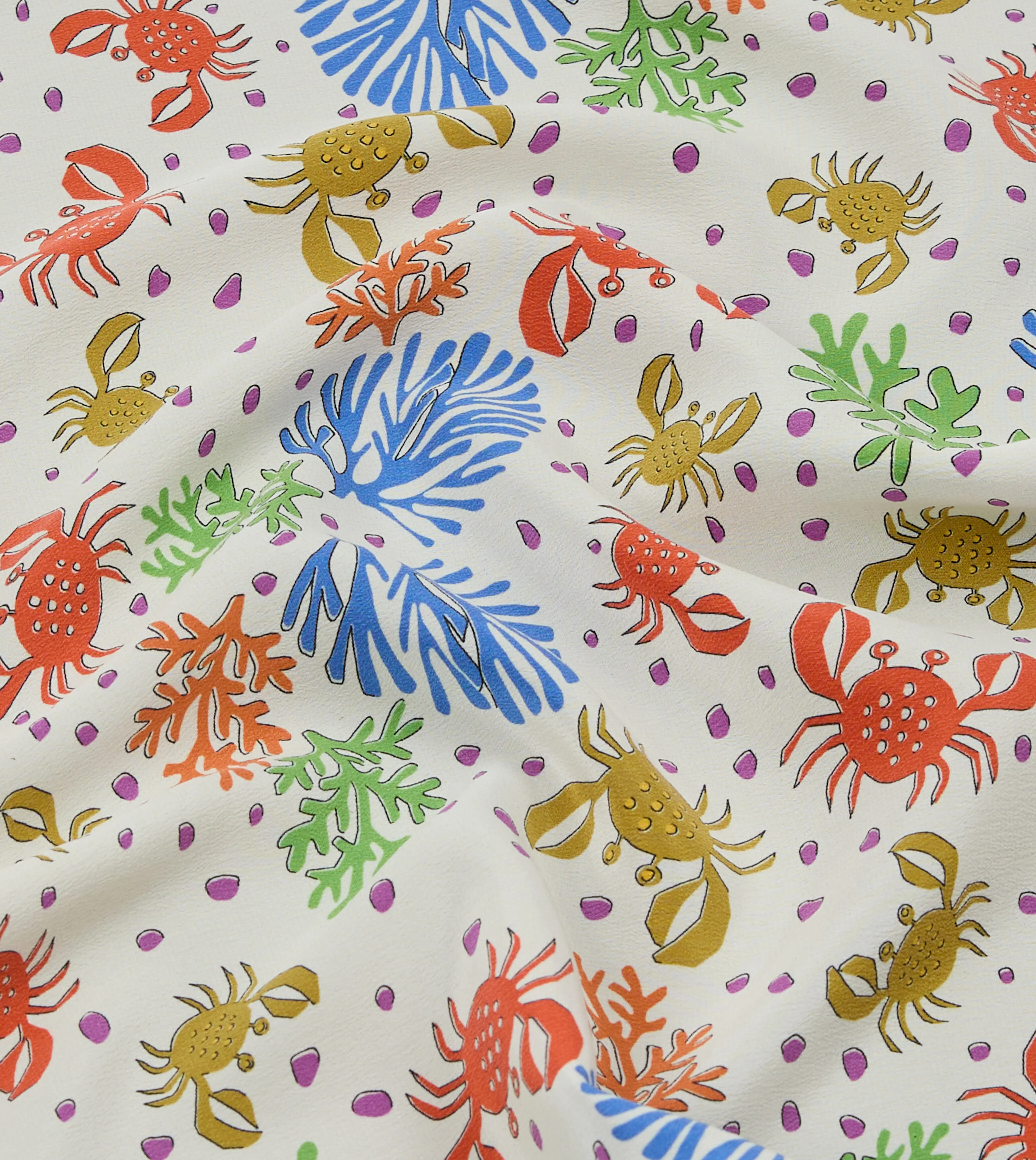 Ecru Crab Print Silk Pocket Square - Image 2