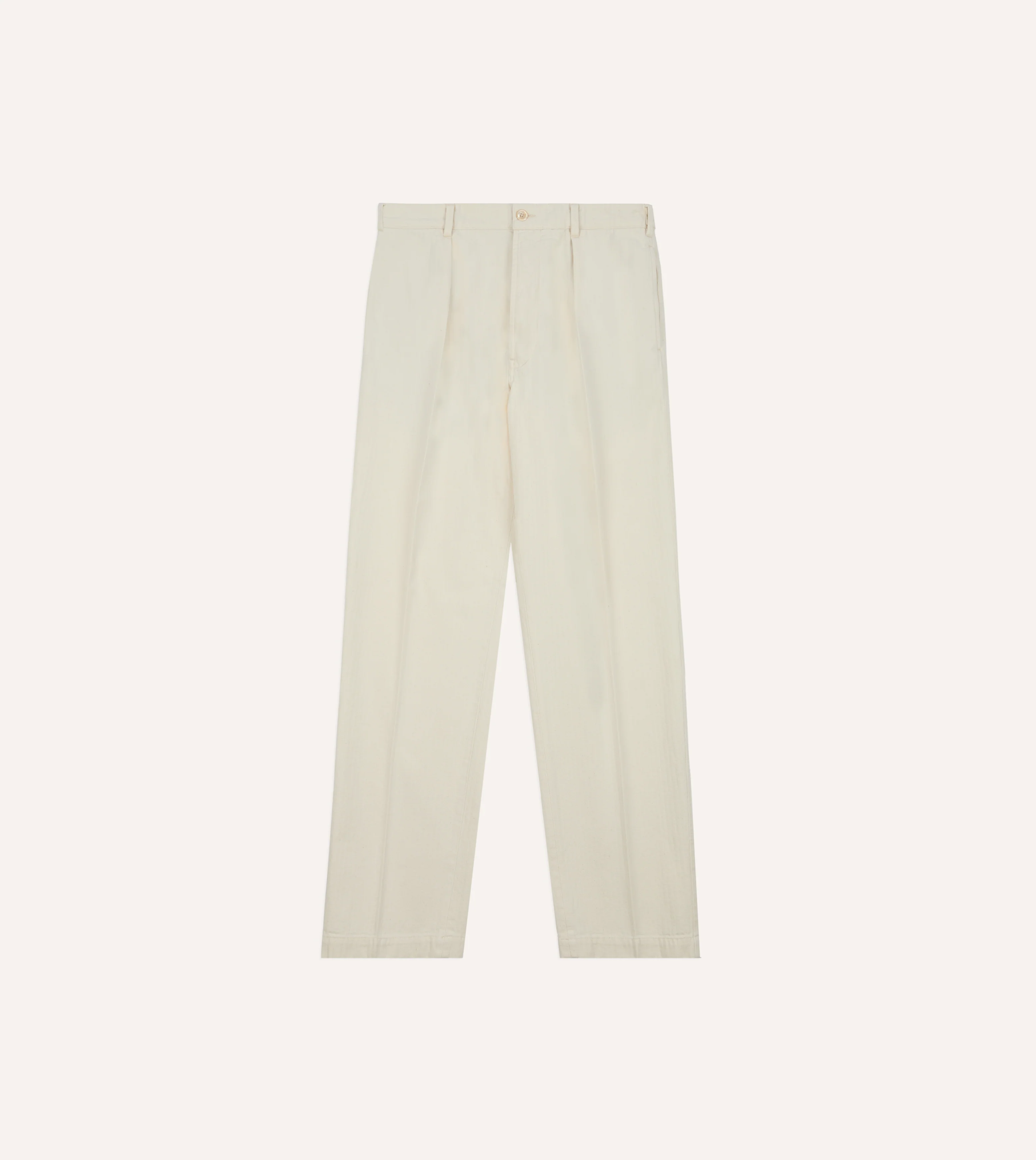 Ecru Herringbone Twill Cotton Games Trouser - Image 4