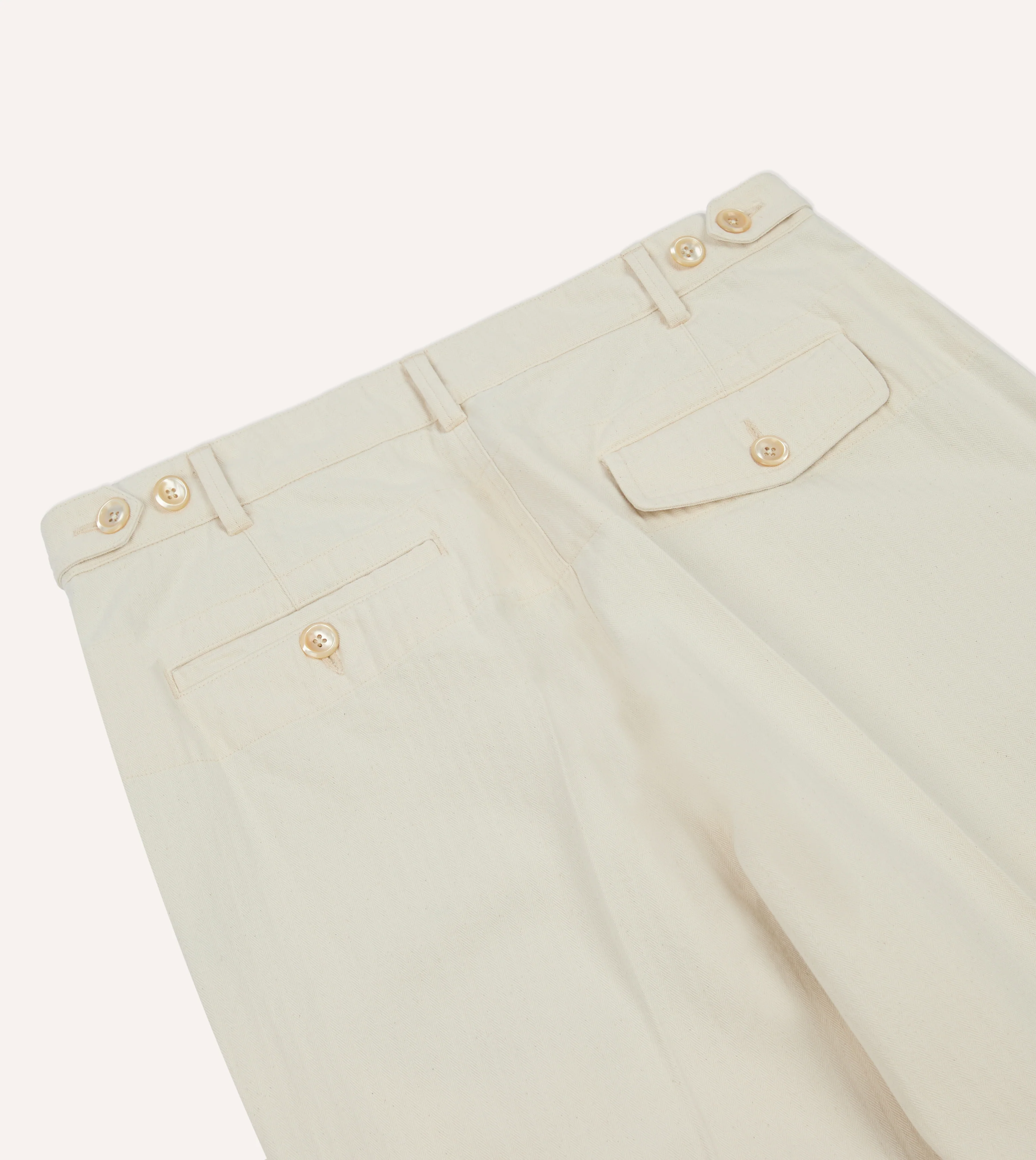 Ecru Herringbone Twill Cotton Games Trouser - Image 6