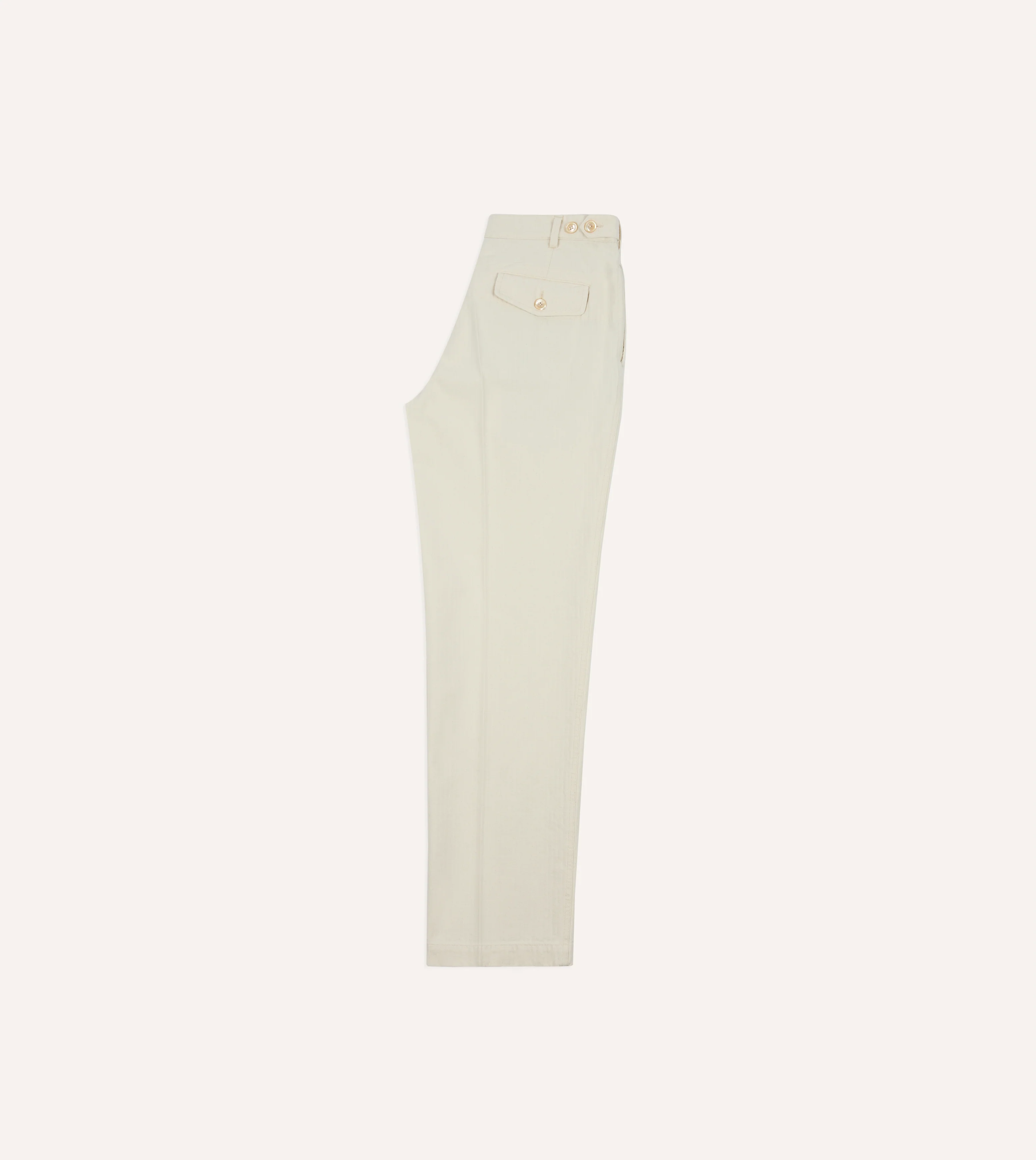 Ecru Herringbone Twill Cotton Games Trouser - Image 7