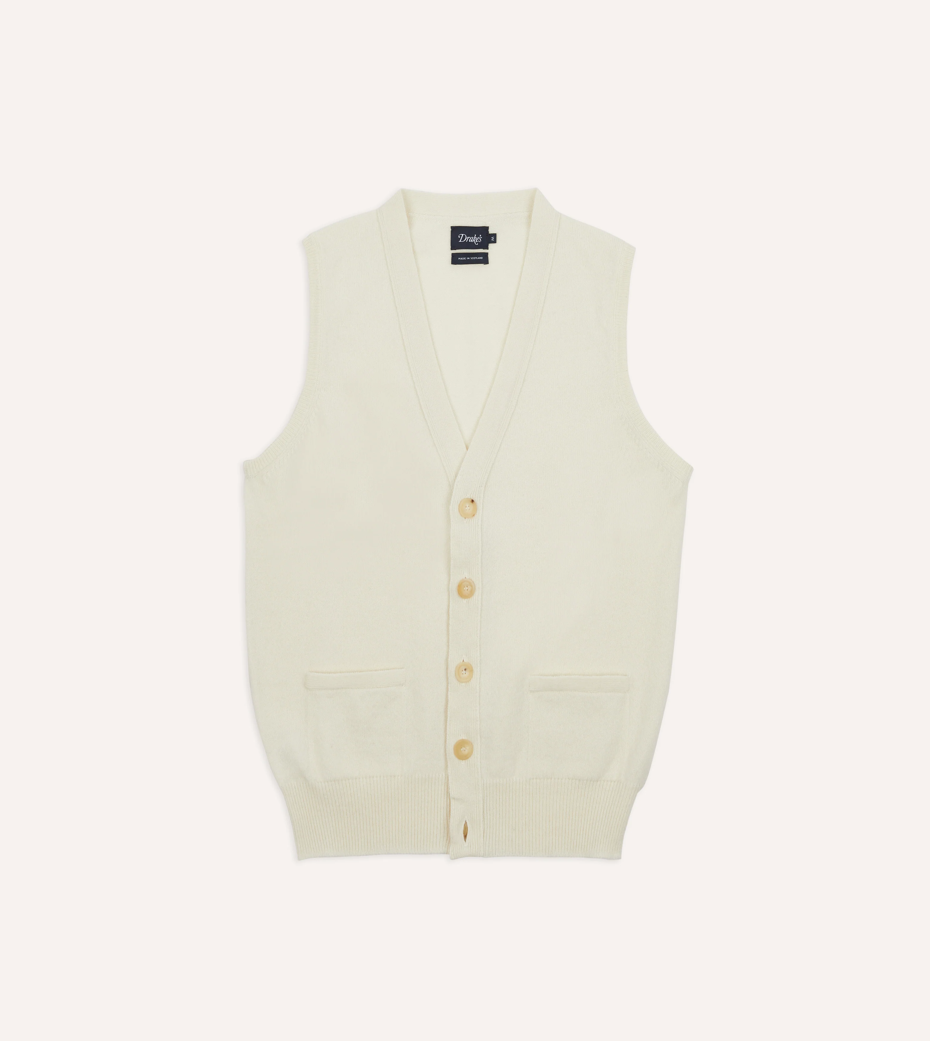 Ecru Lambswool Sleeveless Cardigan