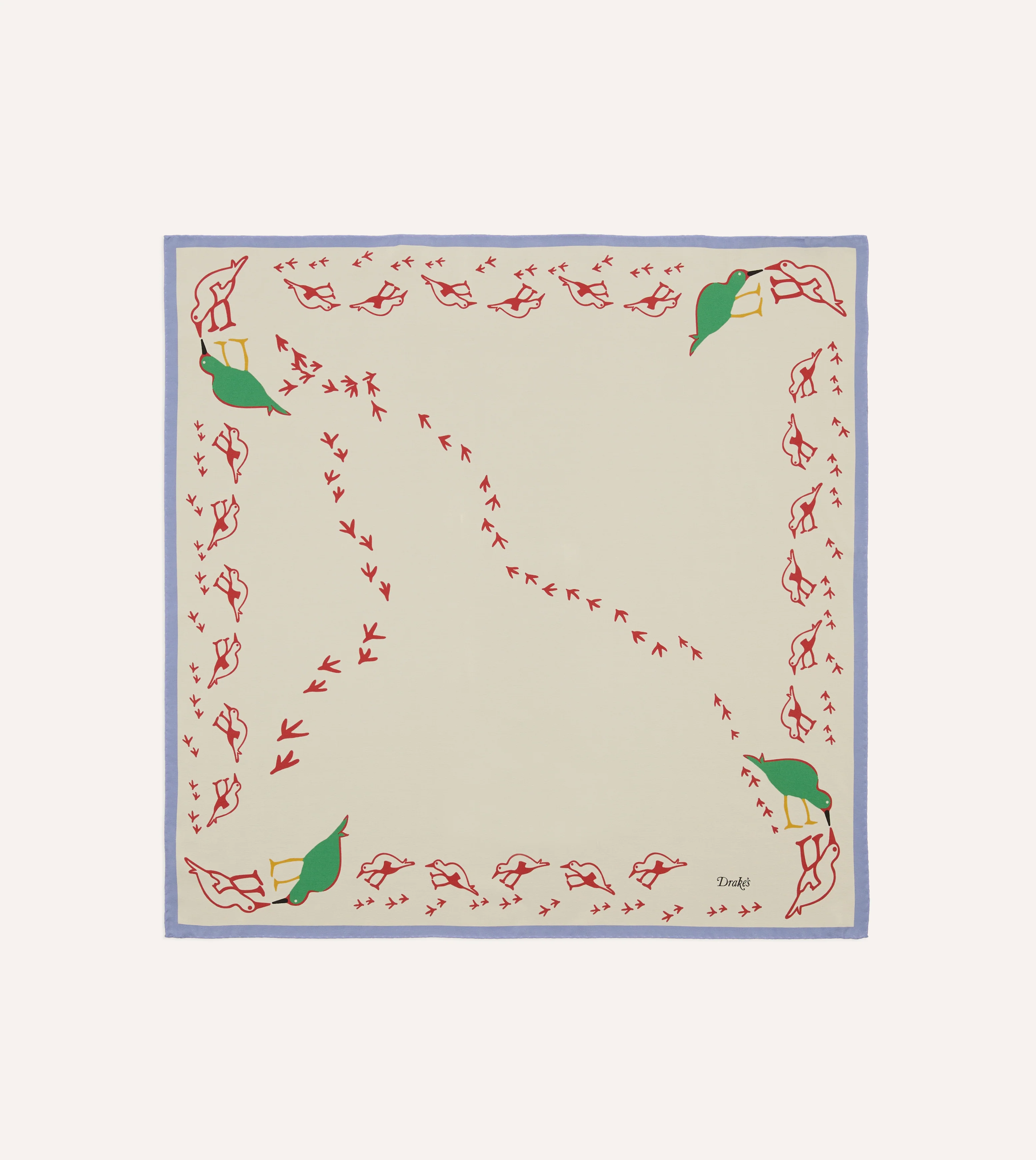 Ecru Oyster Catcher Print Silk Bandana