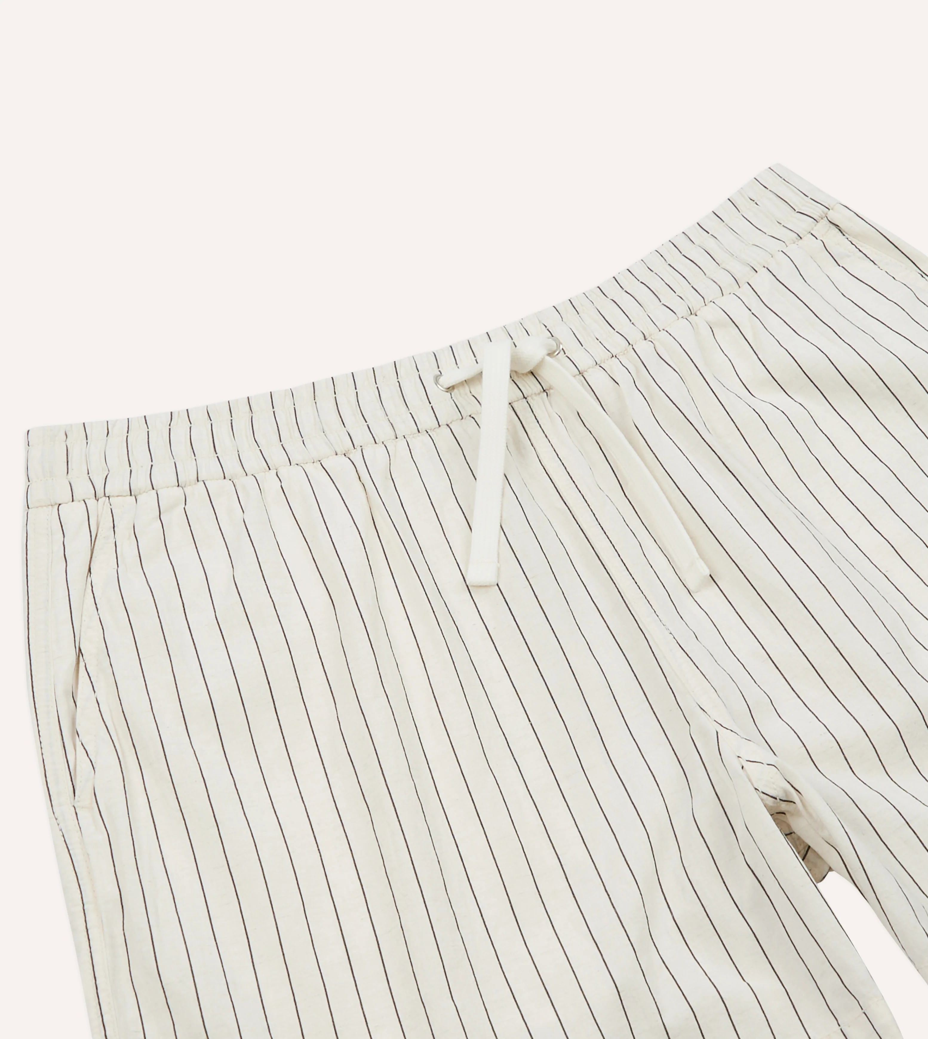 Ecru Pin Stripe Cotton Drawstring Shorts - Image 4
