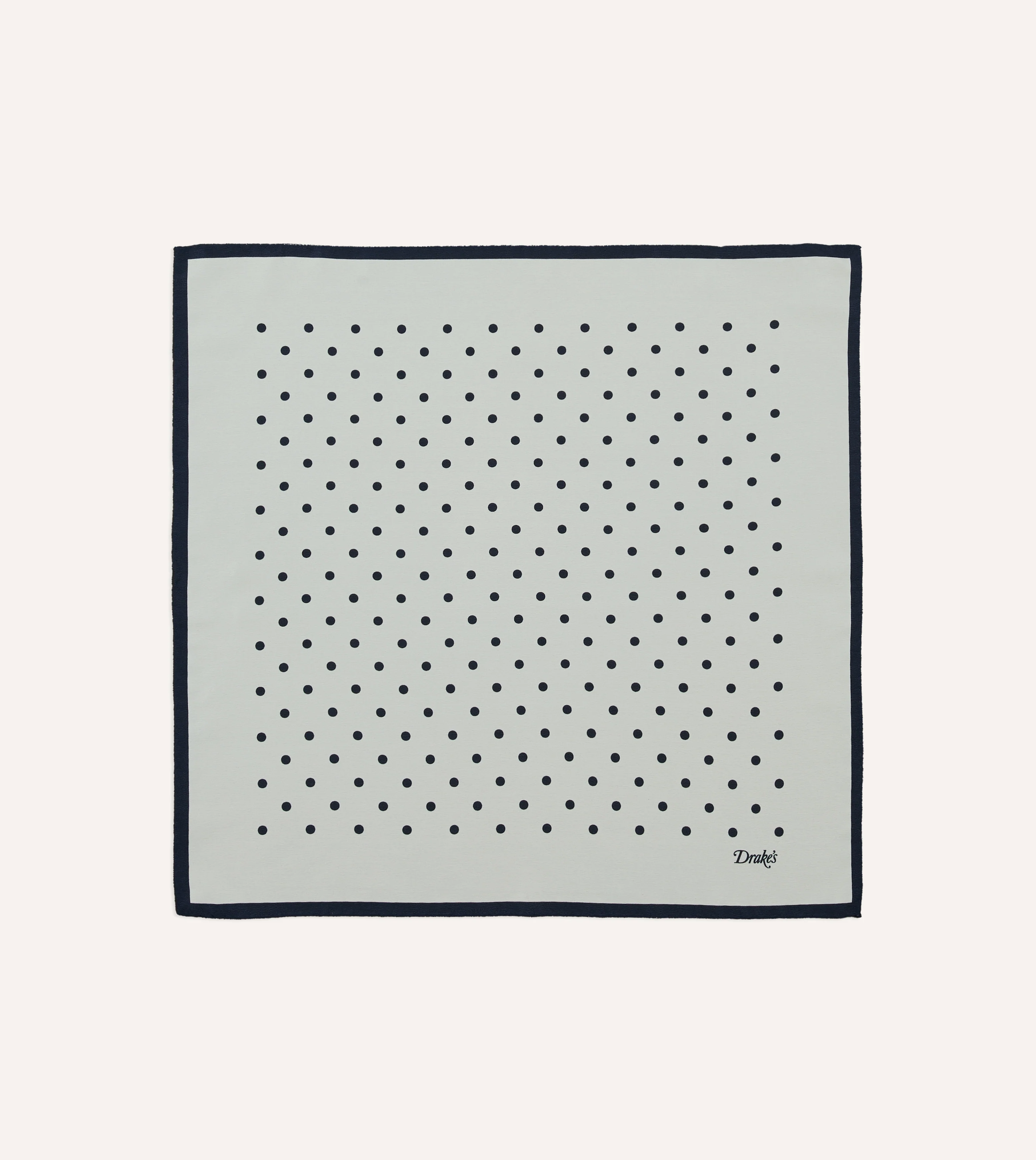 Ecru Polka Dot Print Silk Pocket Square - Image 2