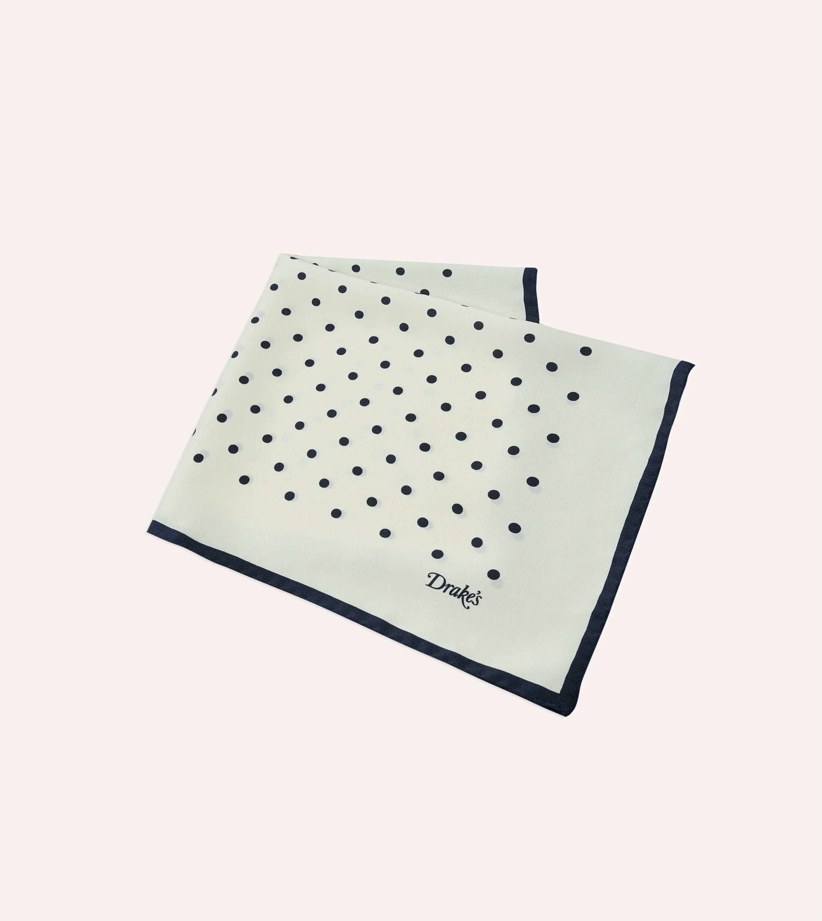 Ecru Polka Dot Print Silk Pocket Square - Image 4