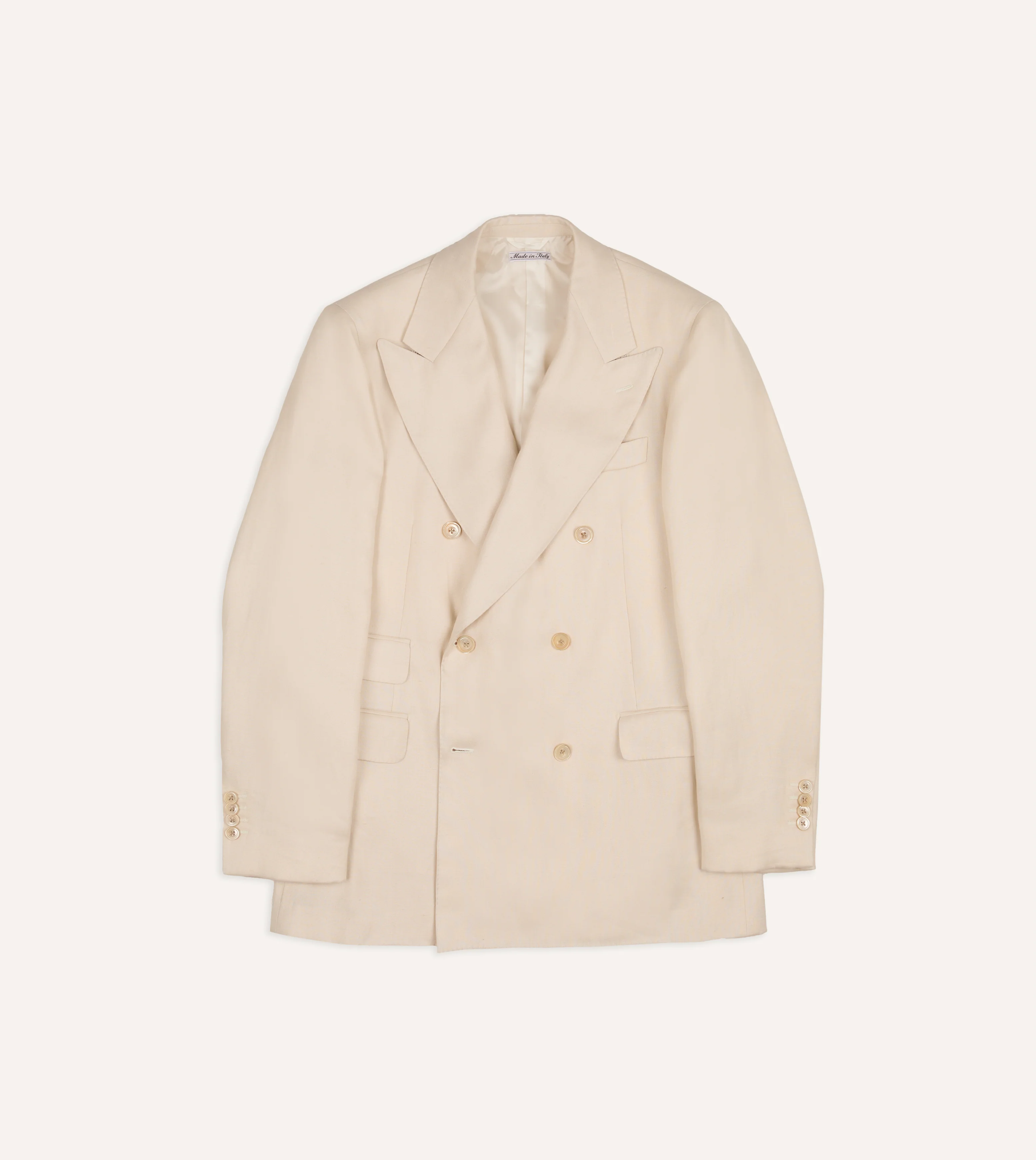 Ecru Ramie-Canapa Double-Breasted Tailored Jacket - Image 2