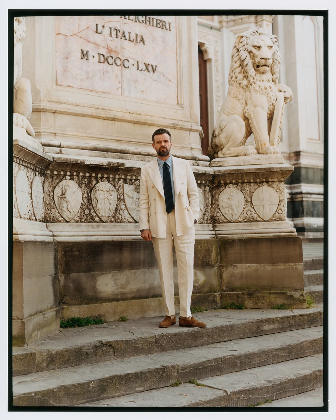 Ecru Ramie-Canapa Double-Breasted Tailored Jacket - Image 3