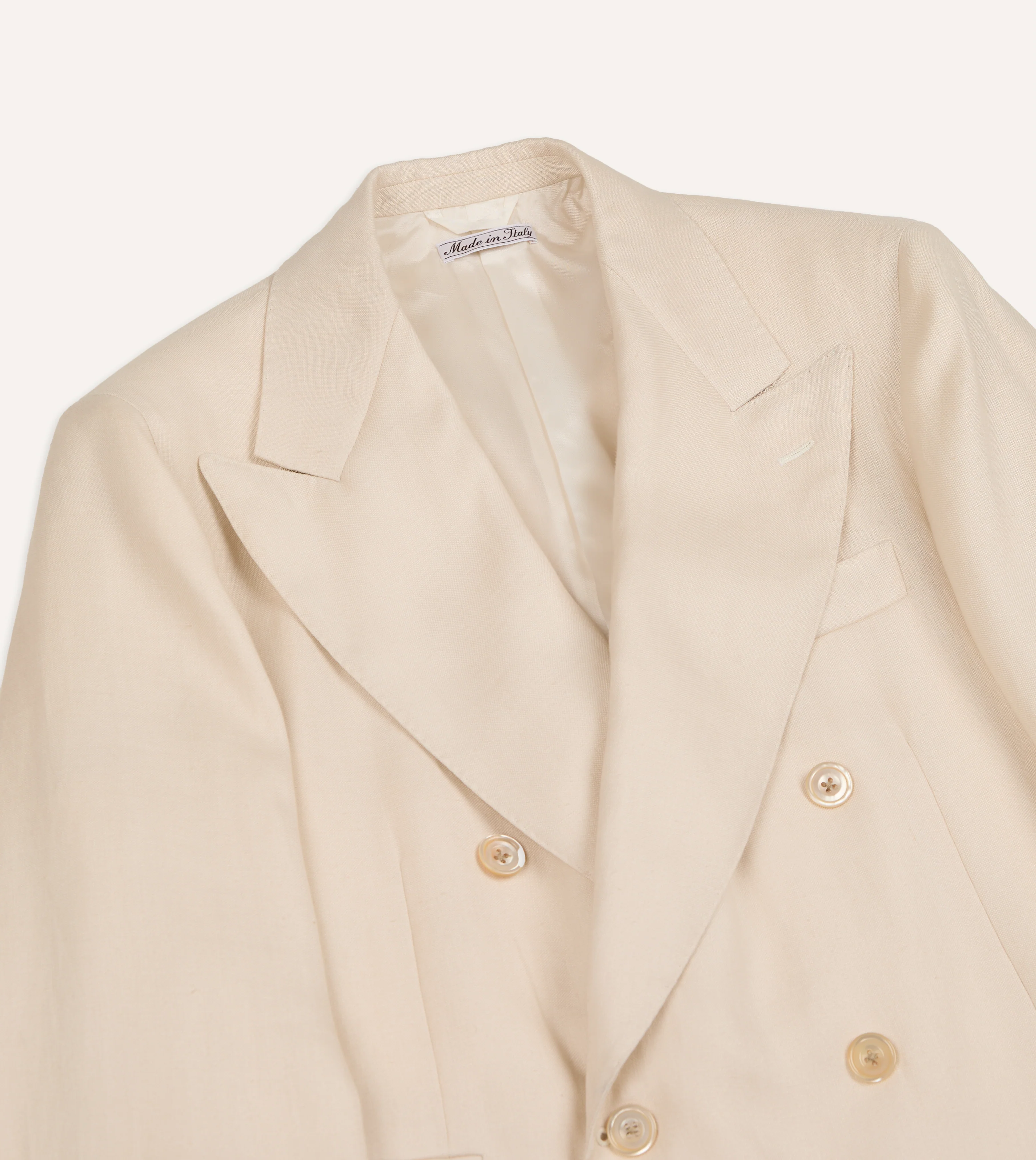 Ecru Ramie-Canapa Double-Breasted Tailored Jacket - Image 5